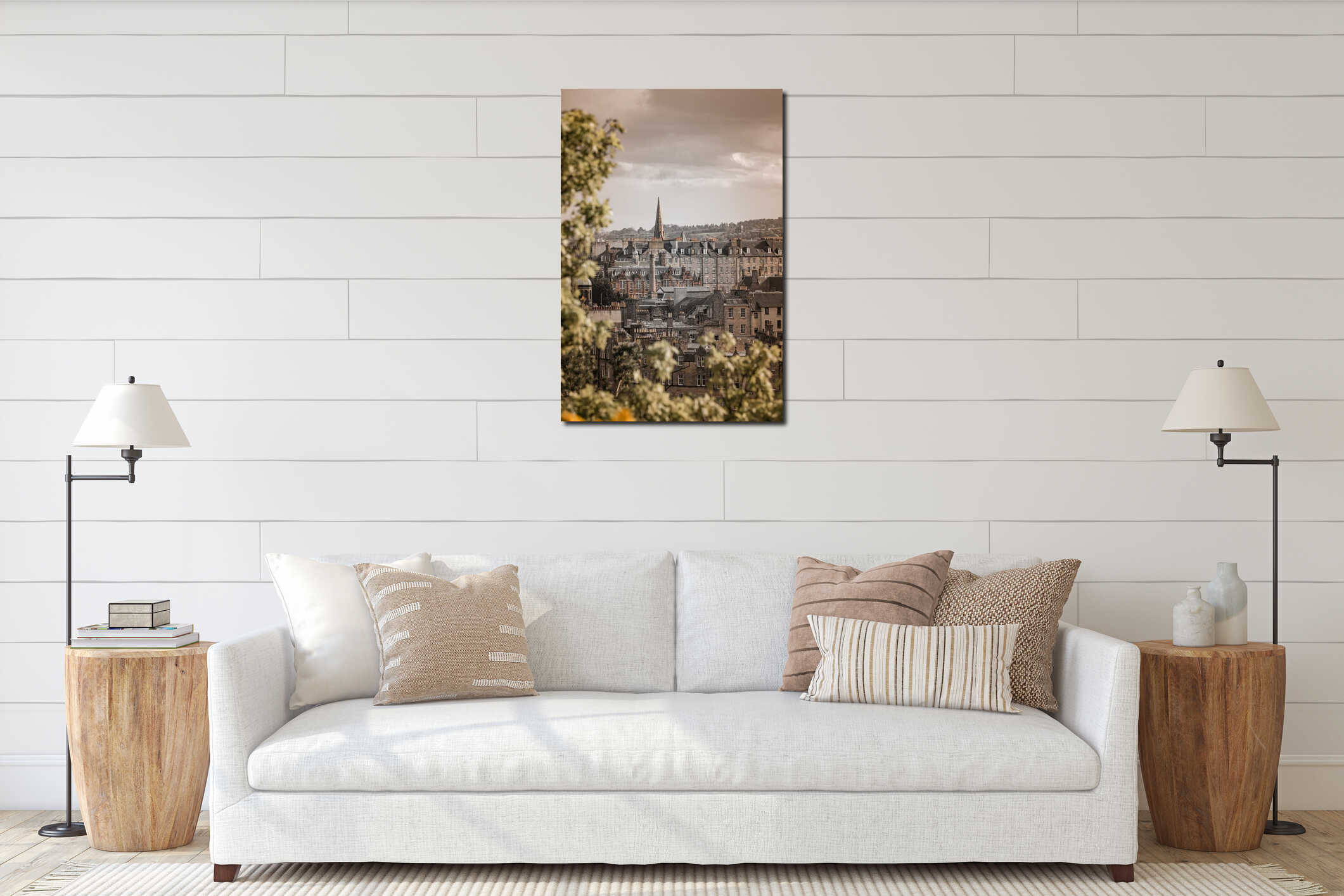 Canvas hanging interior mockup