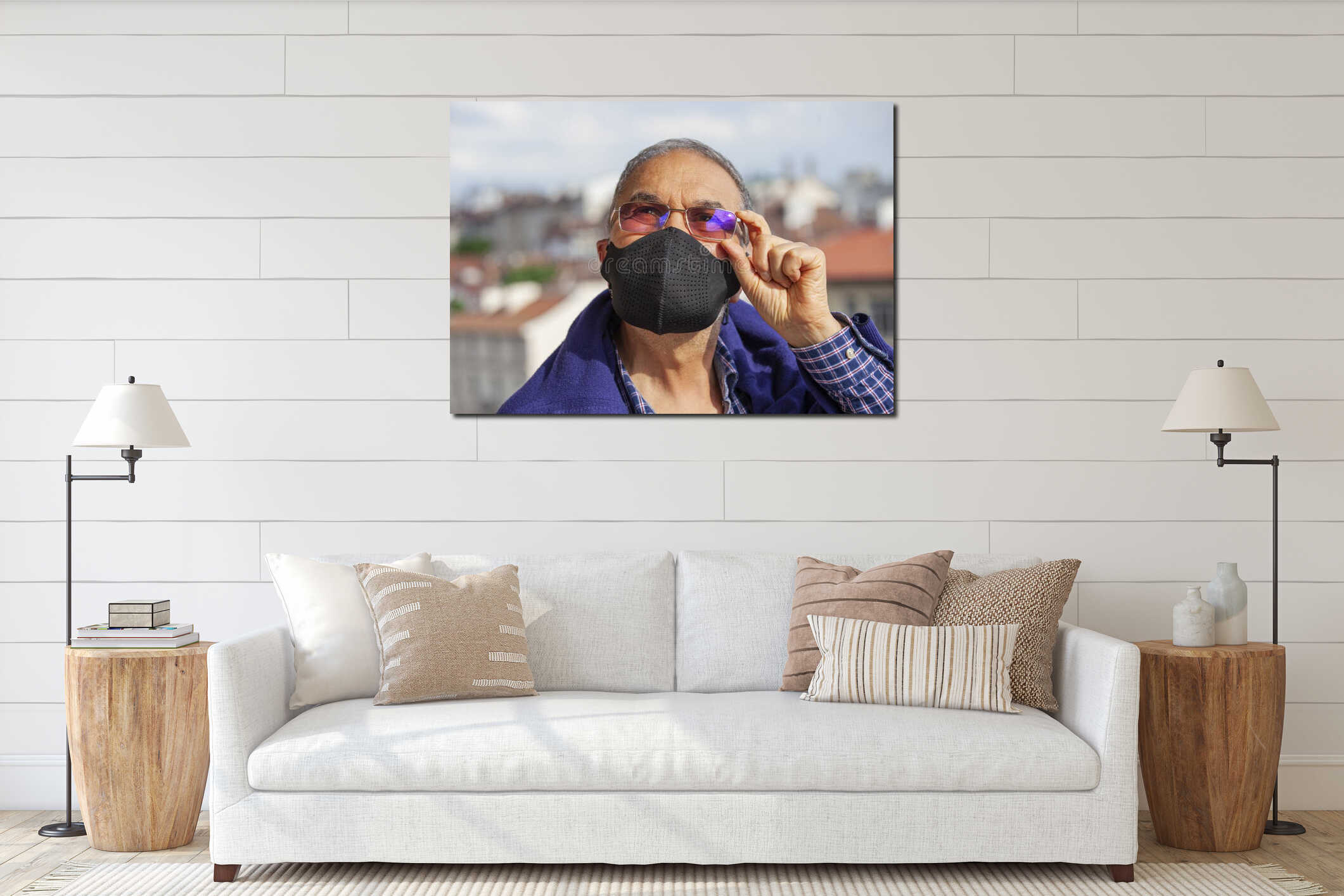 Canvas hanging interior mockup