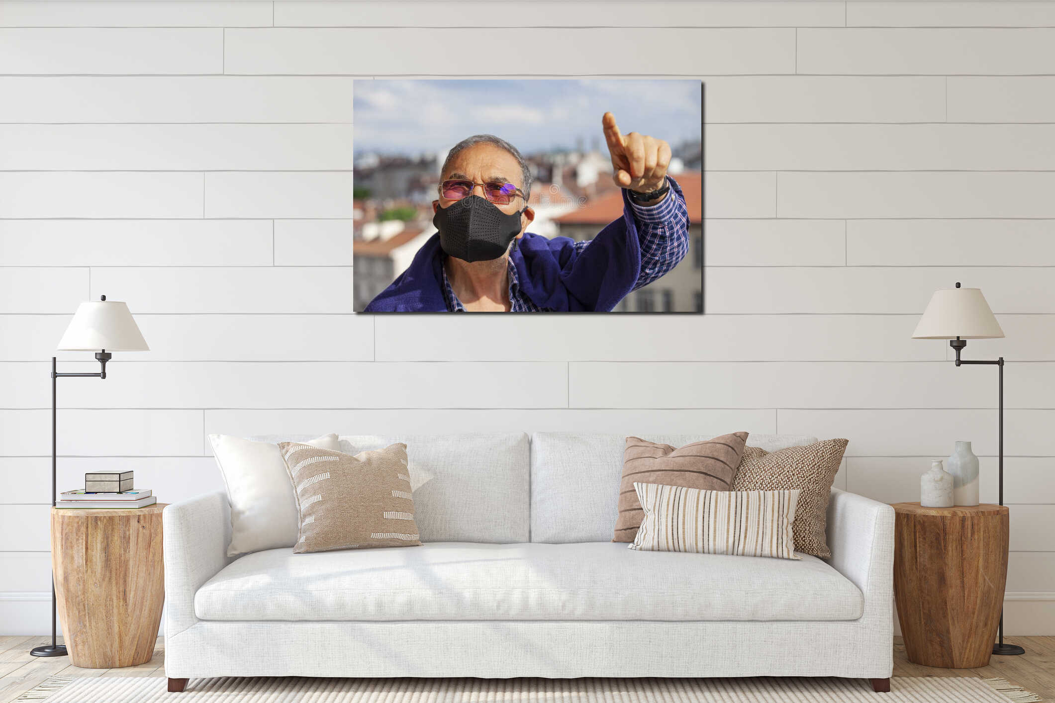 Canvas hanging interior mockup