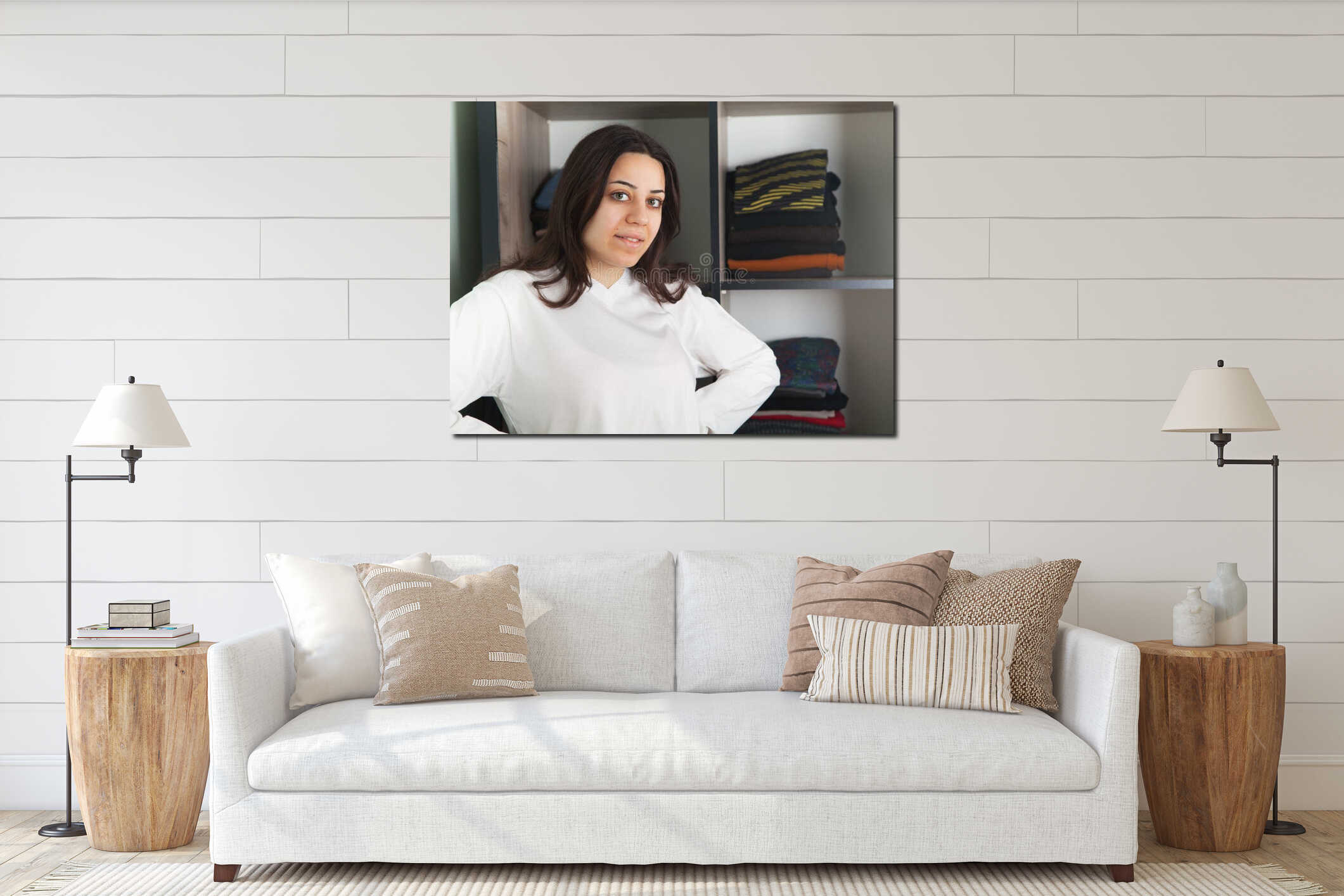 Canvas hanging interior mockup