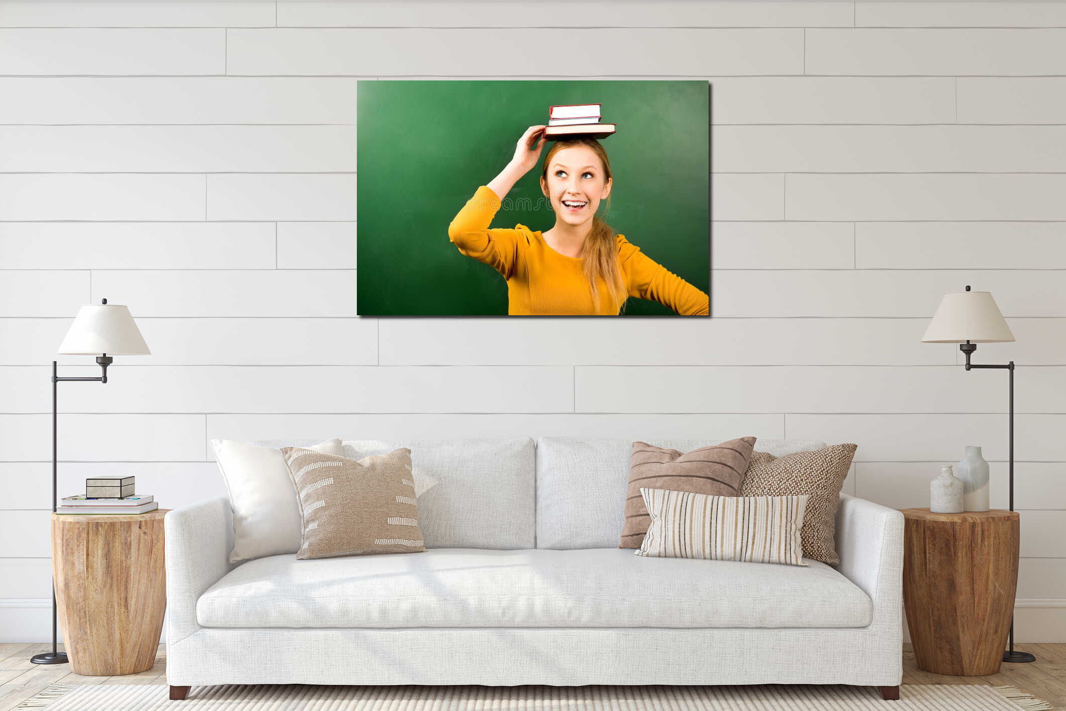 Canvas hanging interior mockup