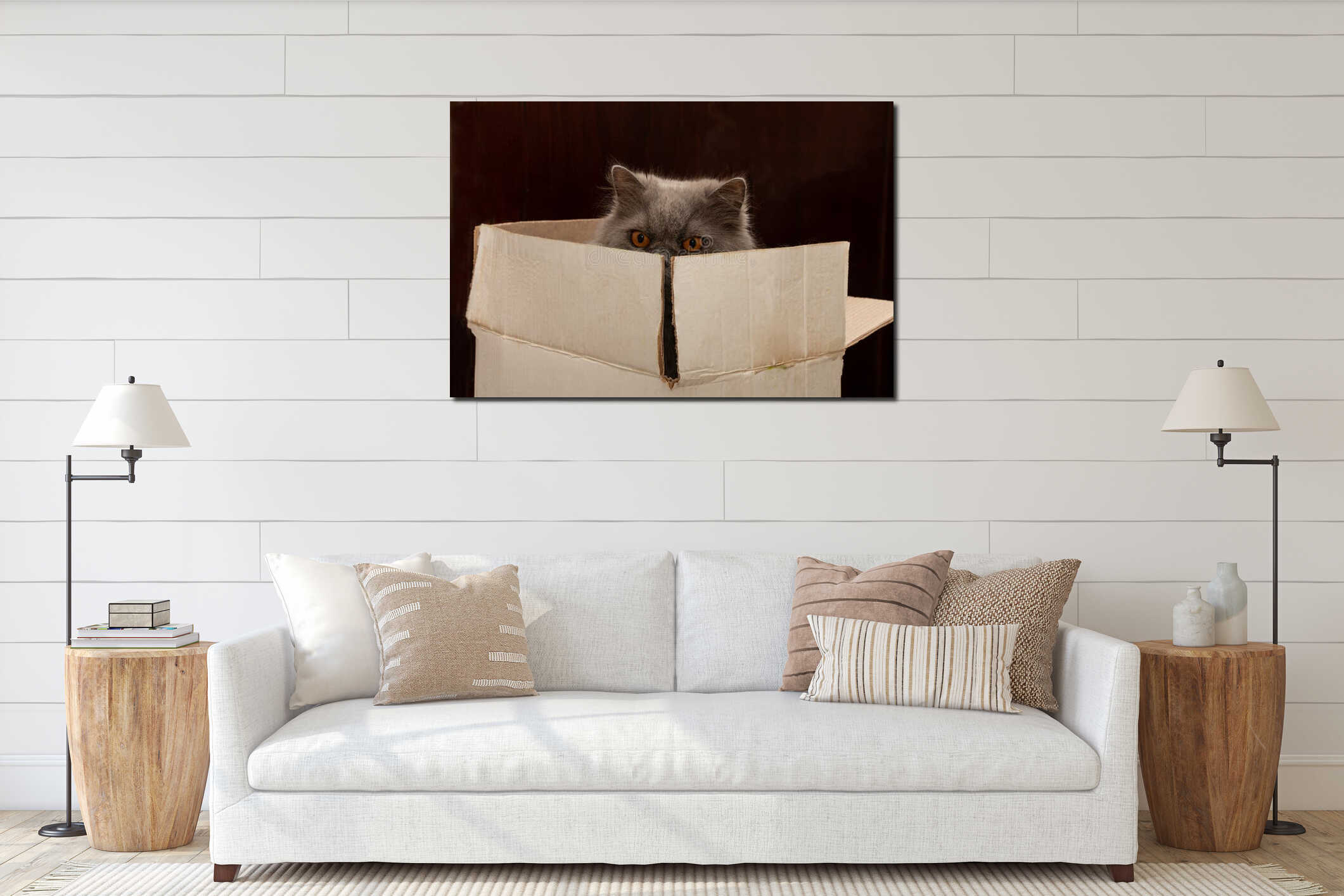 Canvas hanging interior mockup