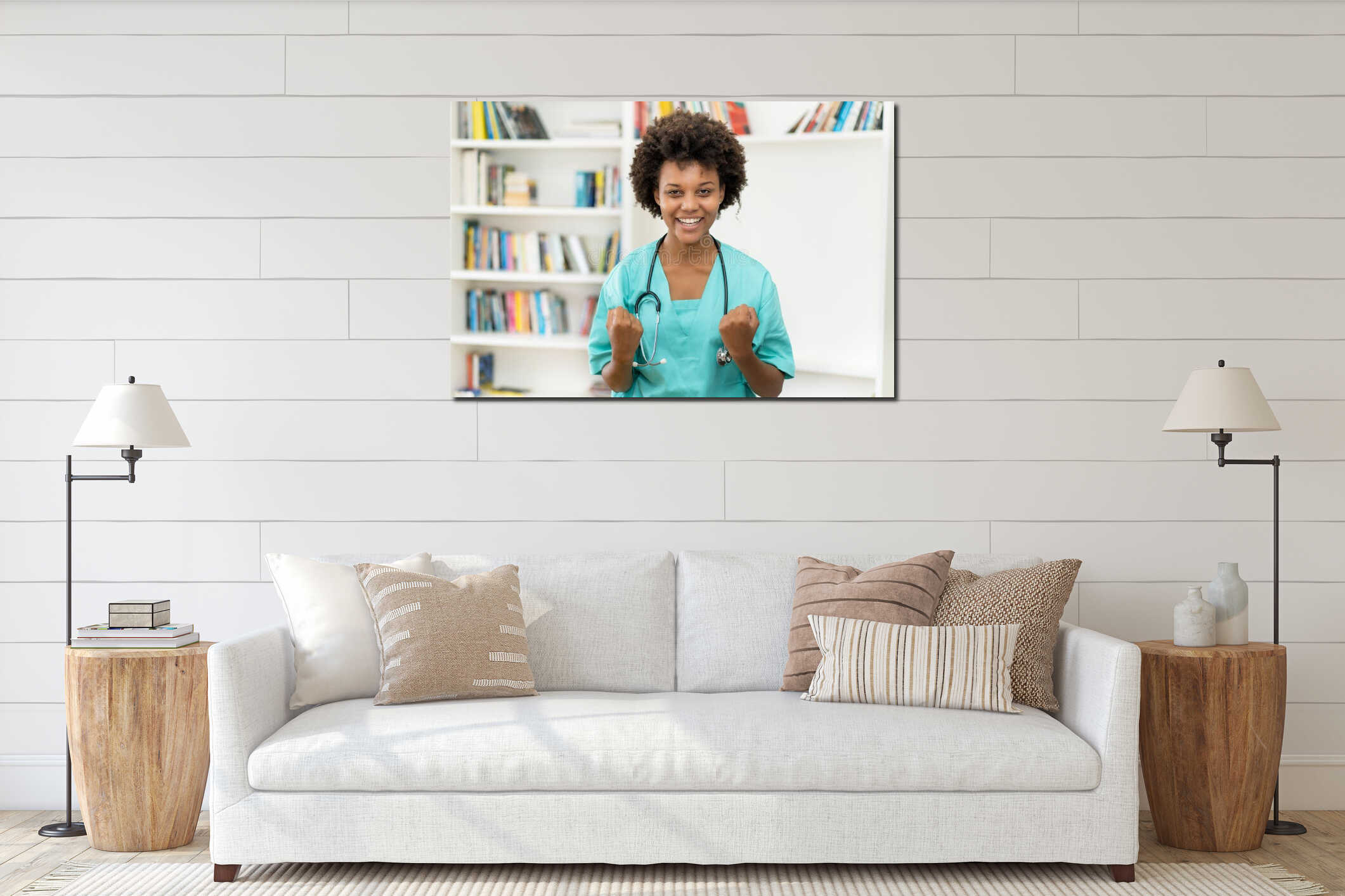 Canvas hanging interior mockup