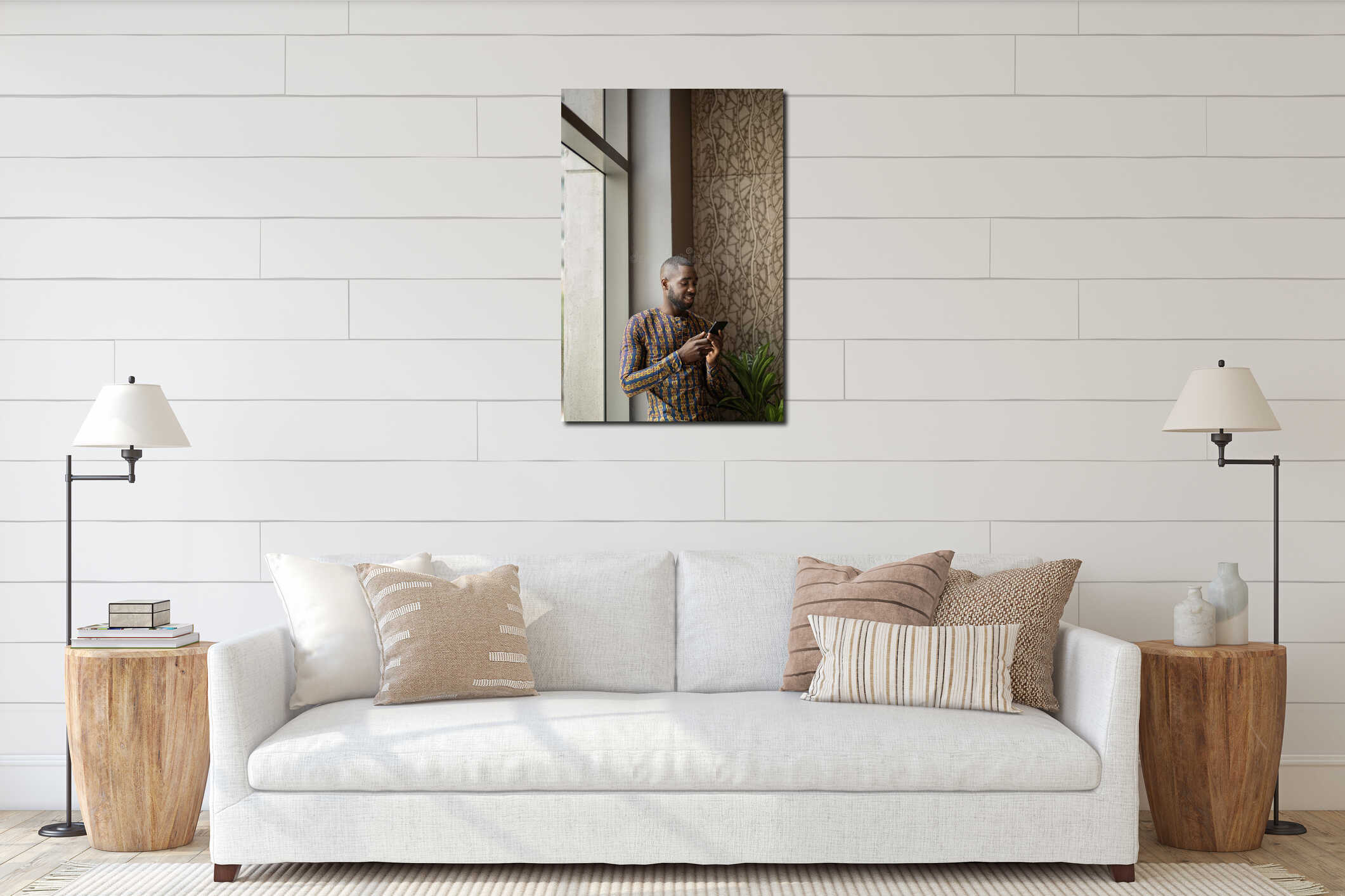 Canvas hanging interior mockup