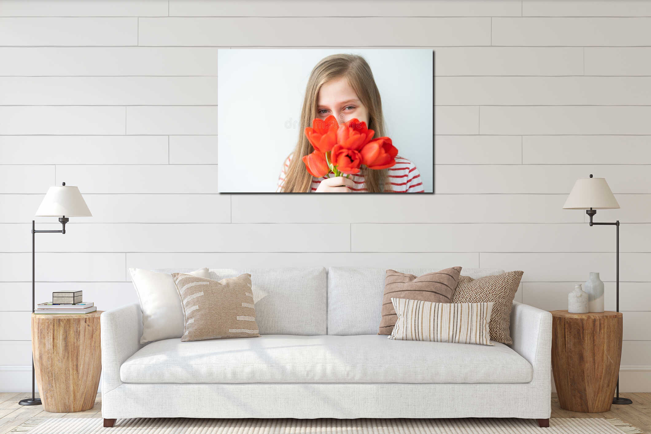 Canvas hanging interior mockup