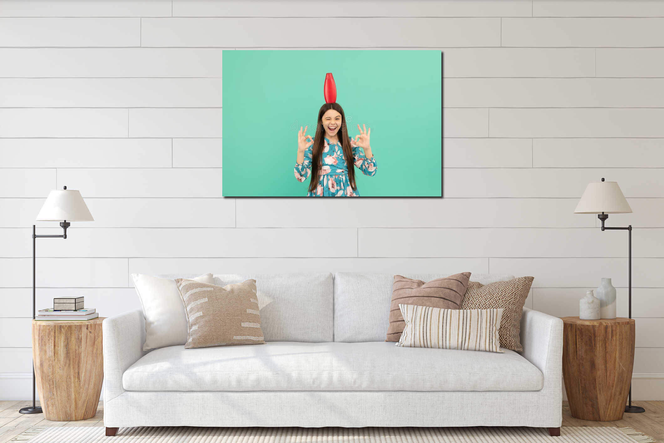 Canvas hanging interior mockup