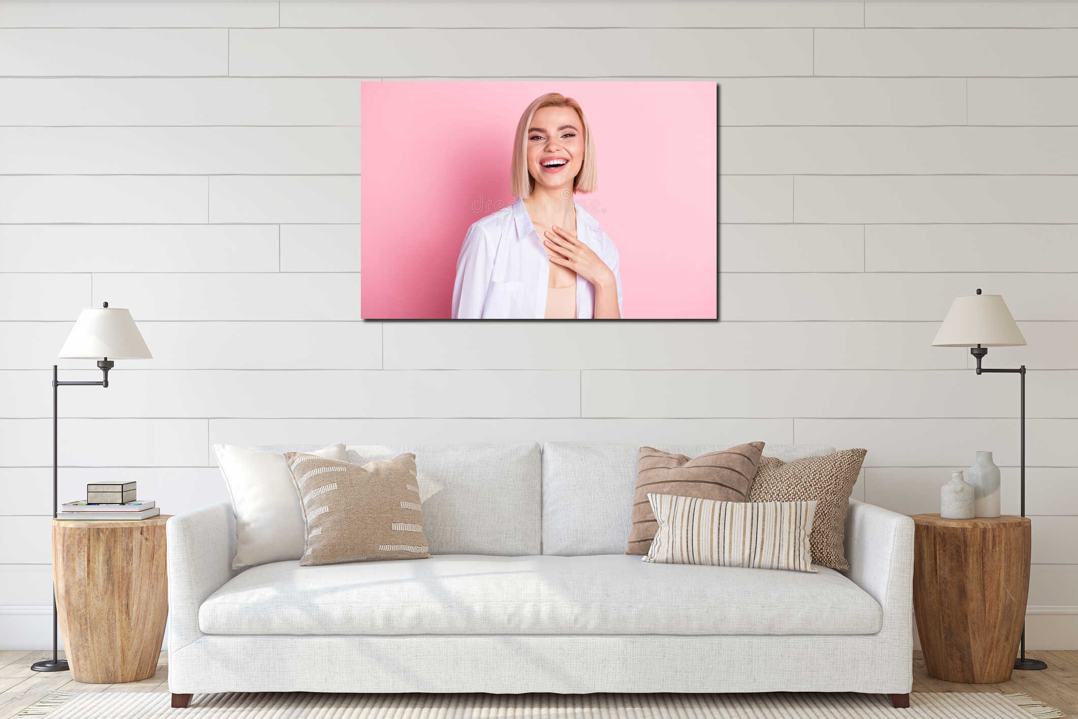 Canvas hanging interior mockup