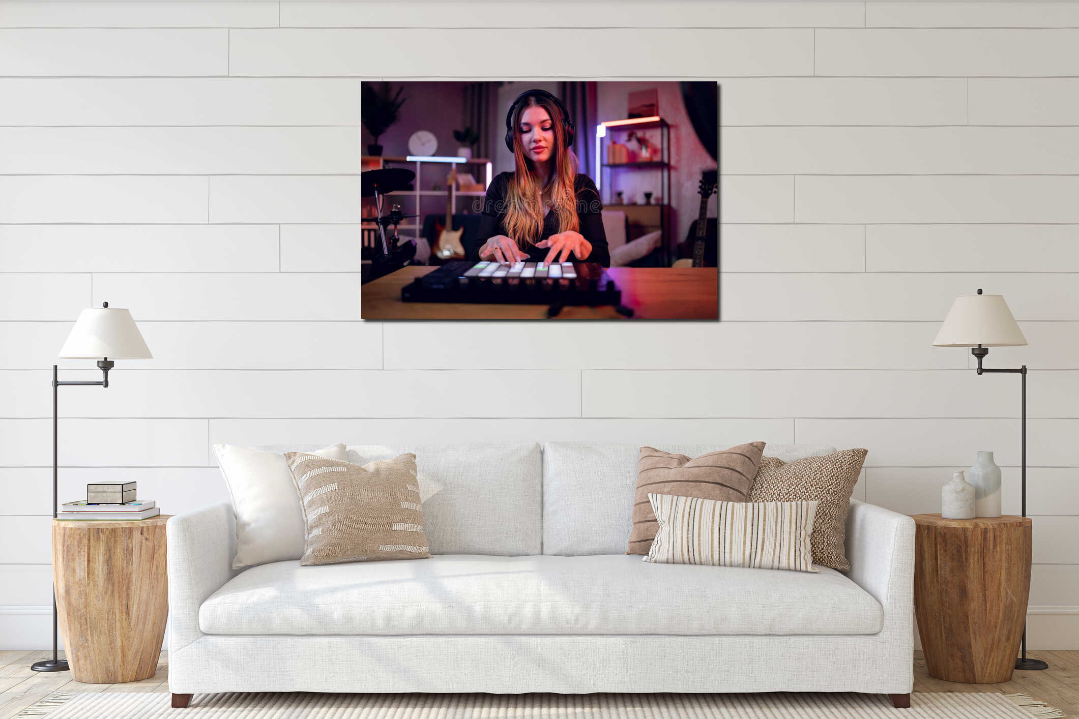 Canvas hanging interior mockup