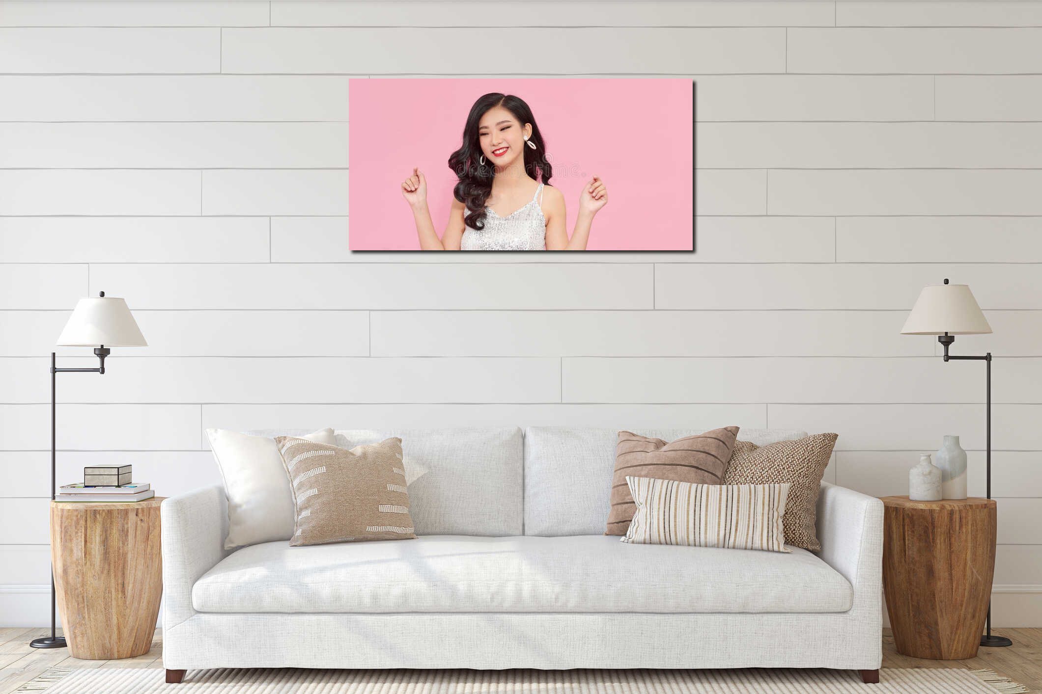 Canvas hanging interior mockup