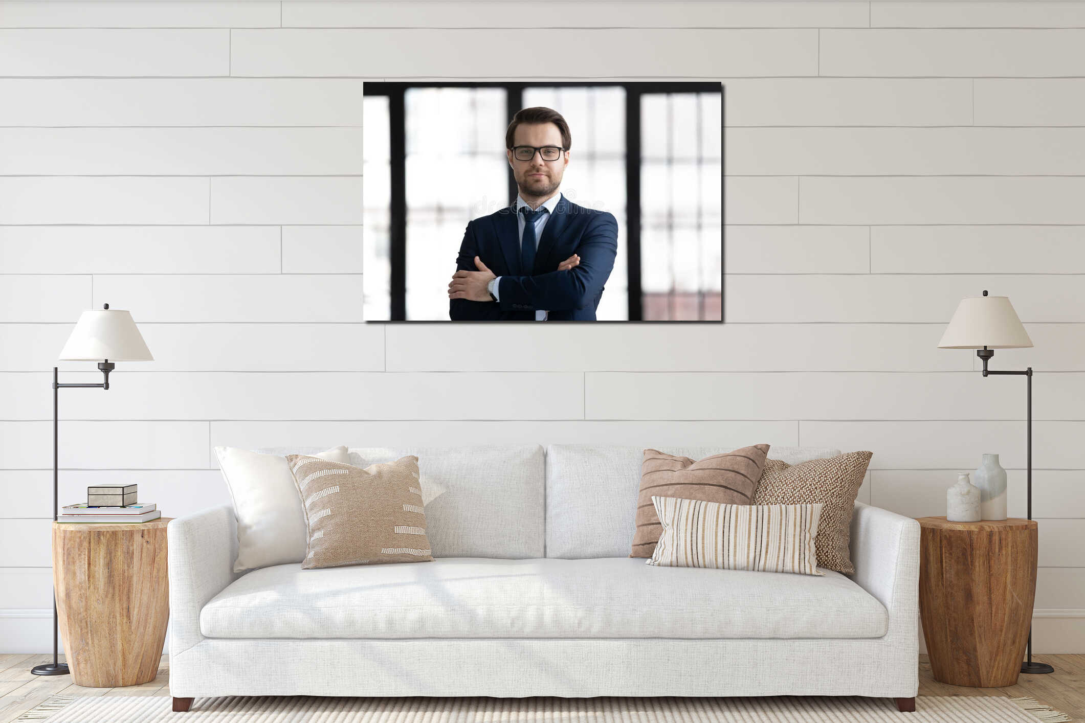 Canvas hanging interior mockup