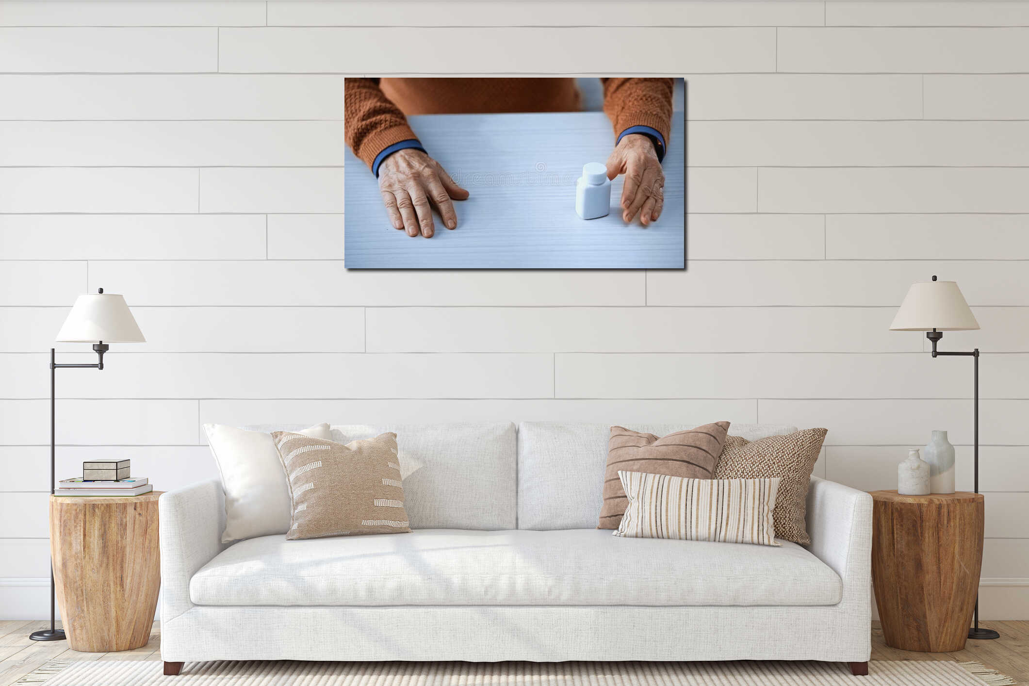 Canvas hanging interior mockup