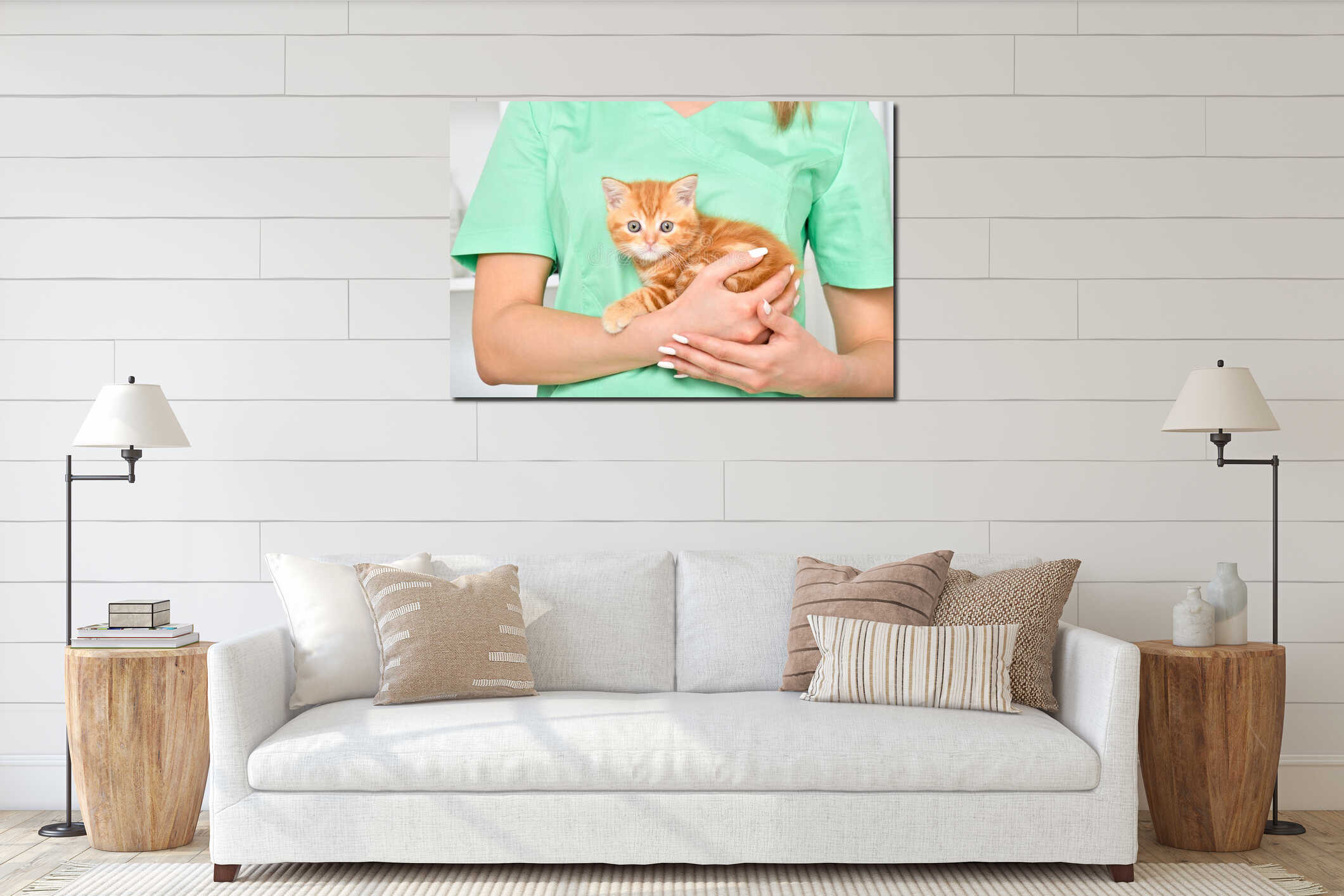 Canvas hanging interior mockup