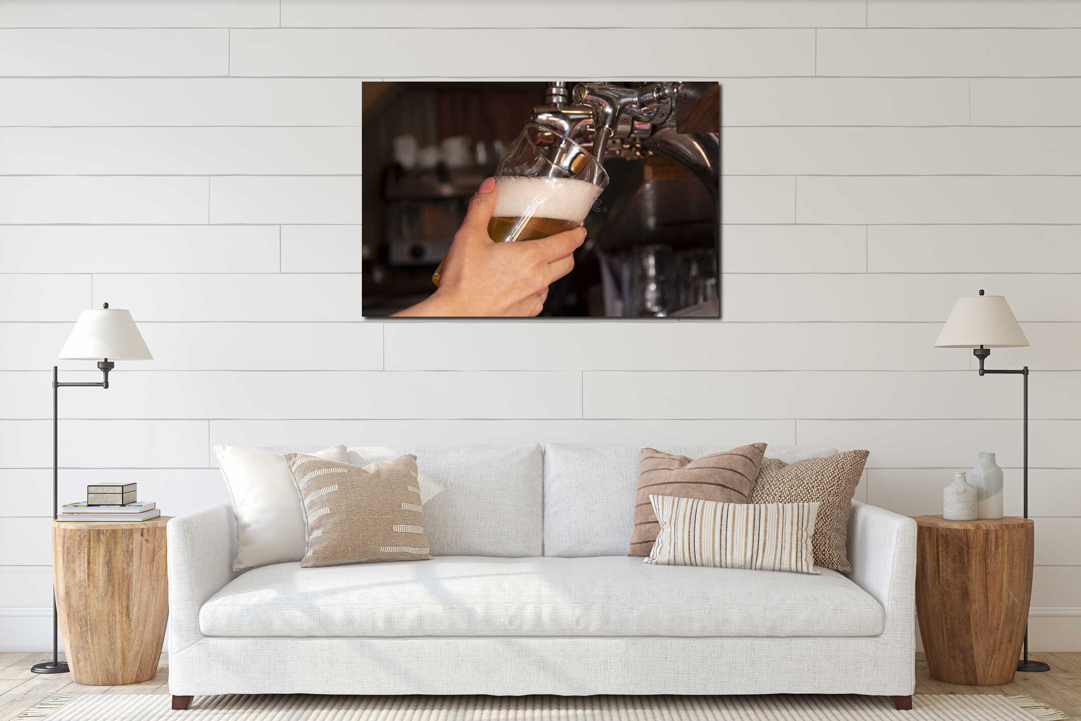 Canvas hanging interior mockup