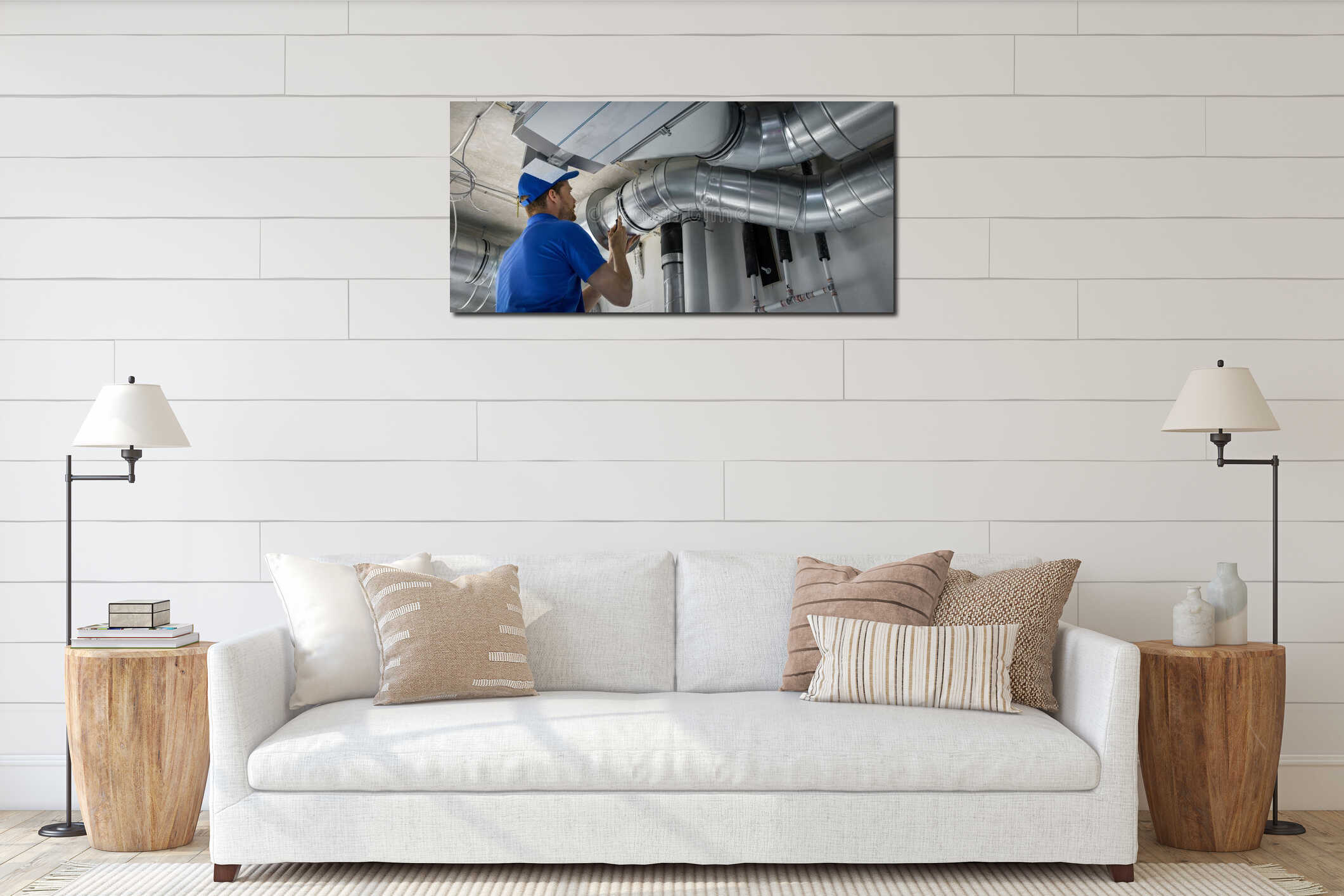 Canvas hanging interior mockup