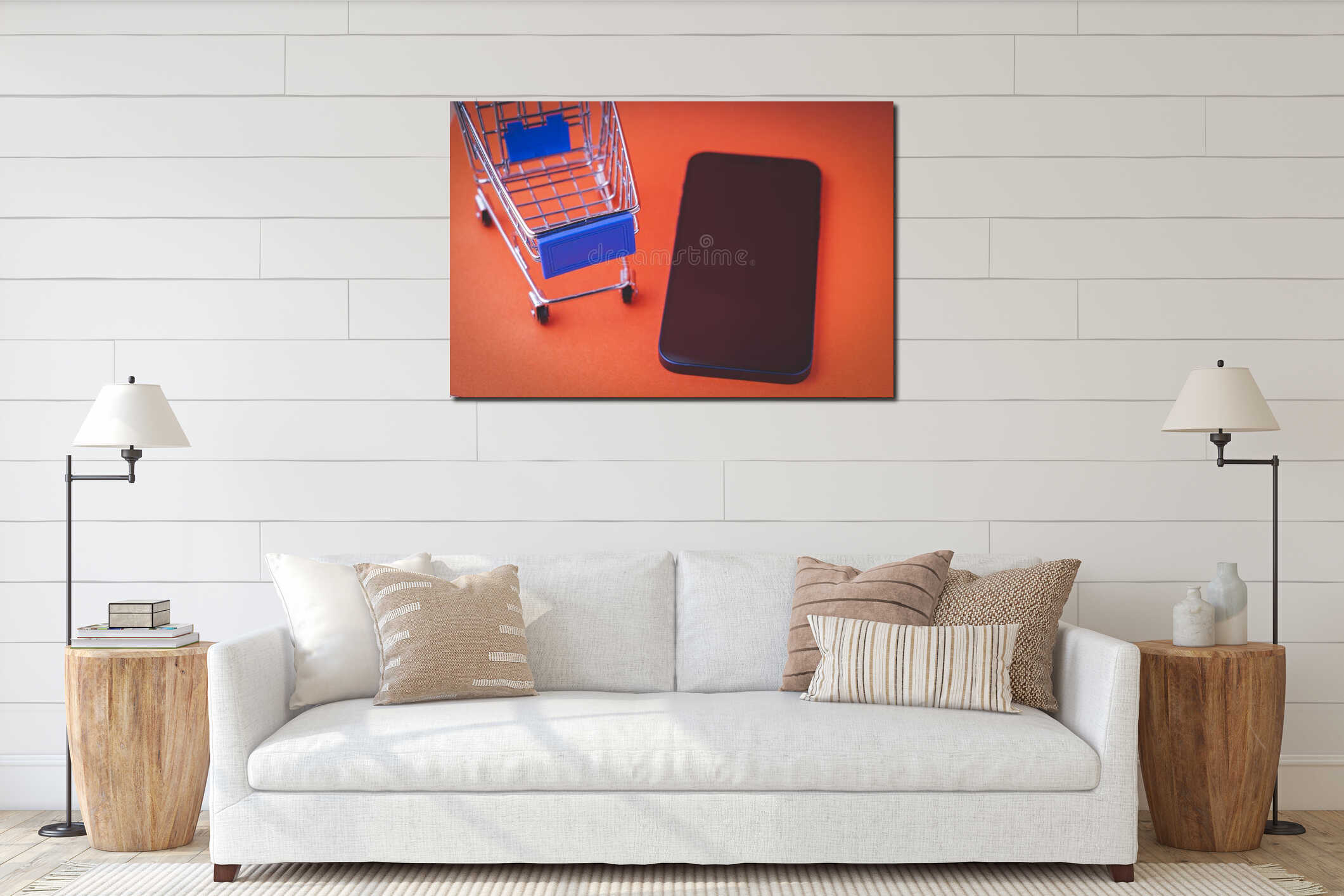 Canvas hanging interior mockup