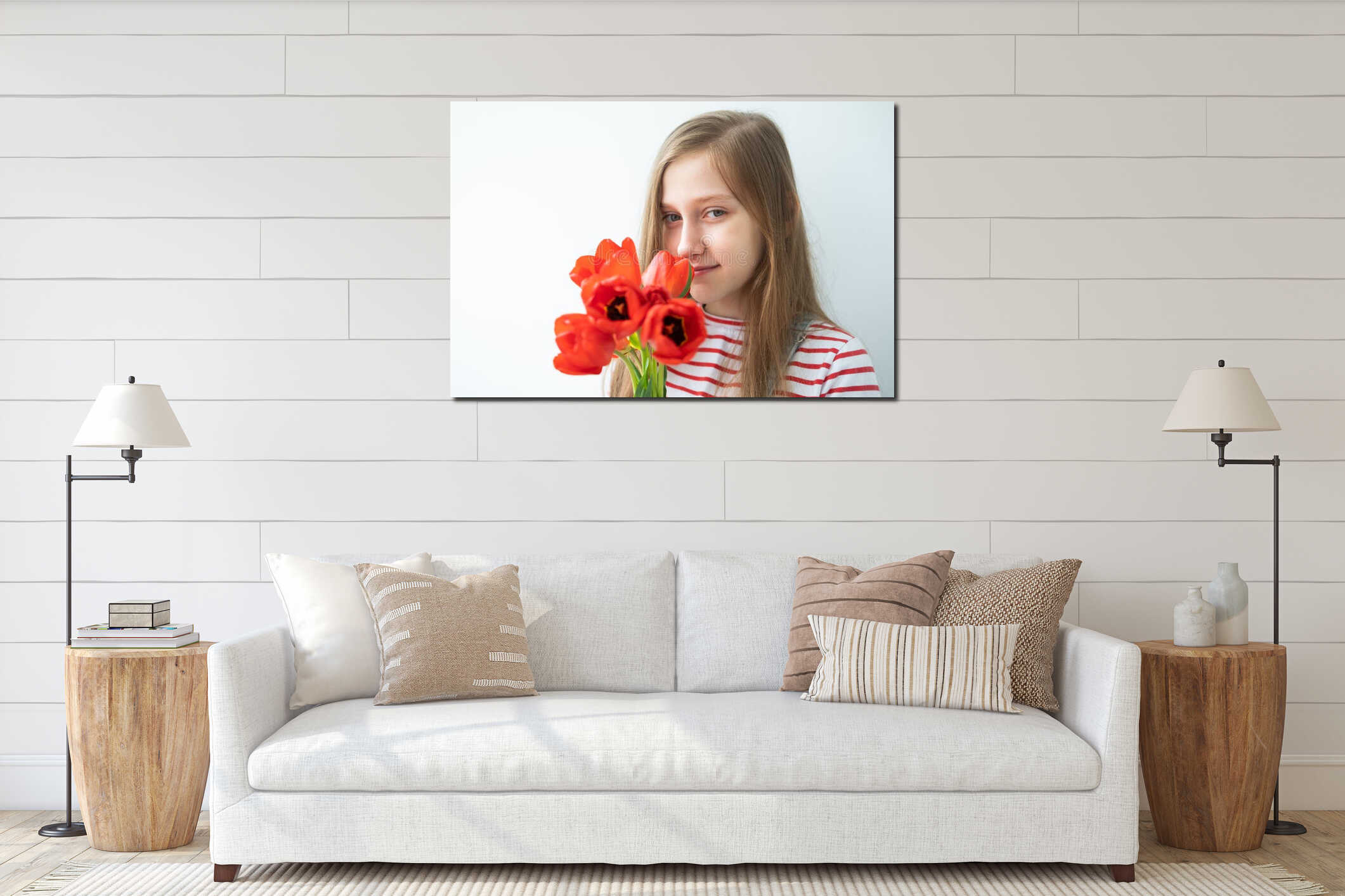 Canvas hanging interior mockup