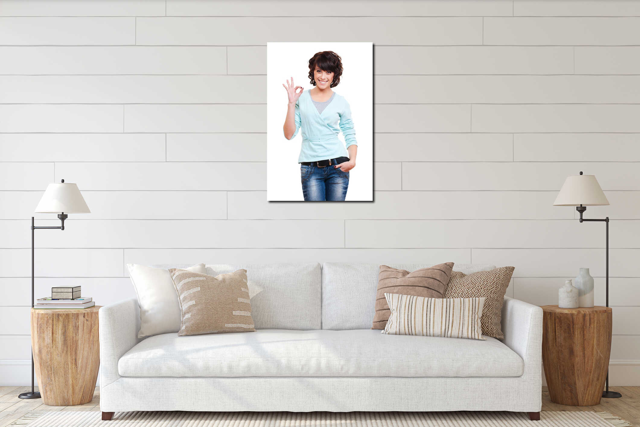 Canvas hanging interior mockup