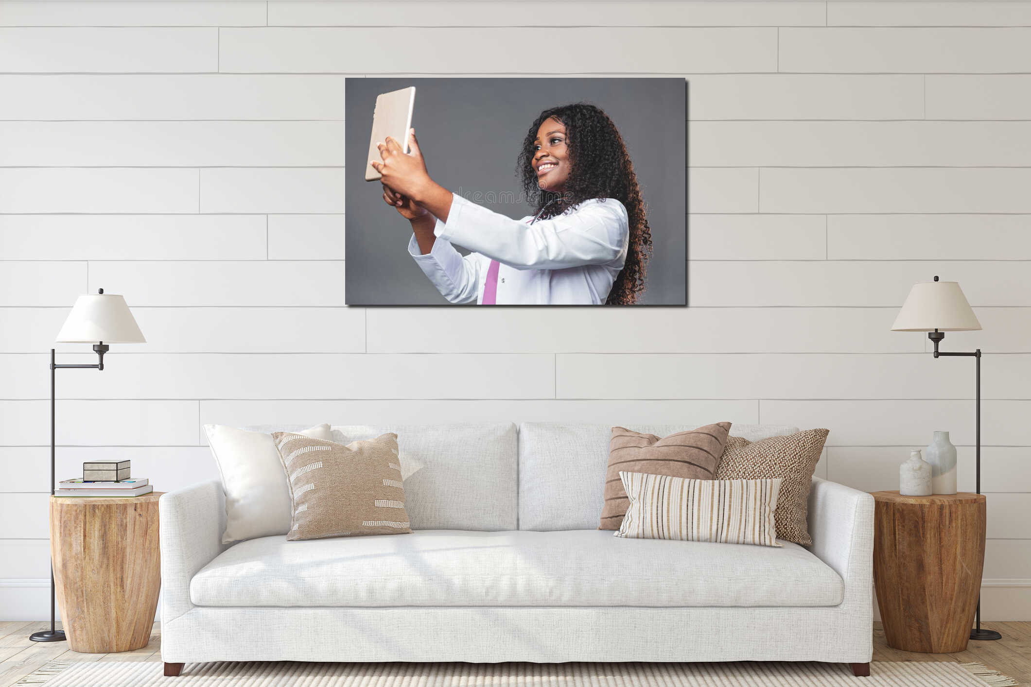 Canvas hanging interior mockup