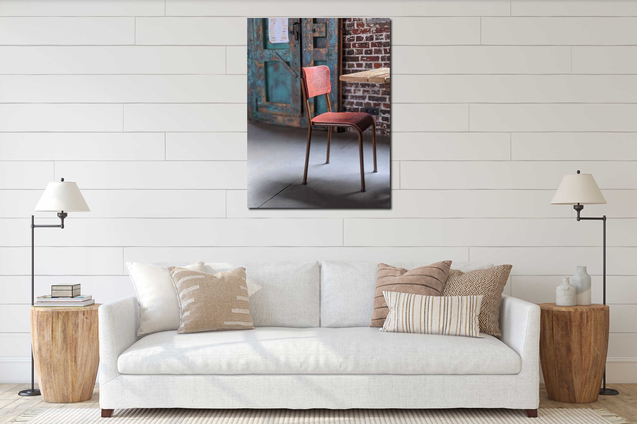 Canvas hanging interior mockup