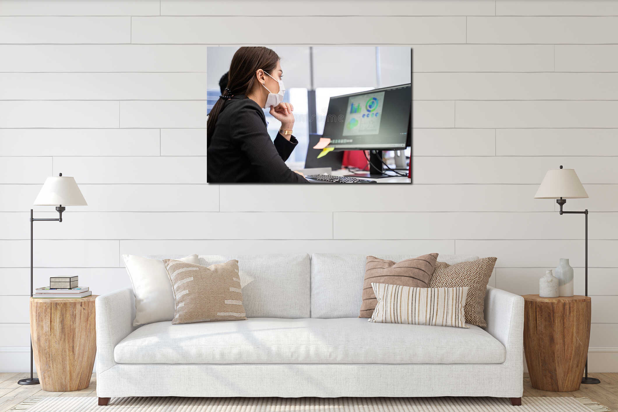 Canvas hanging interior mockup