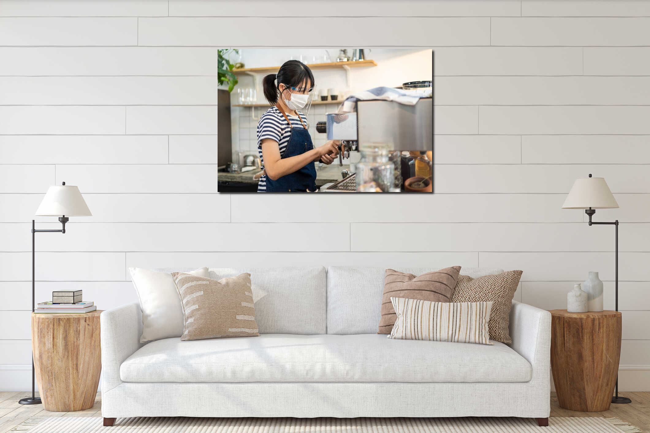 Canvas hanging interior mockup