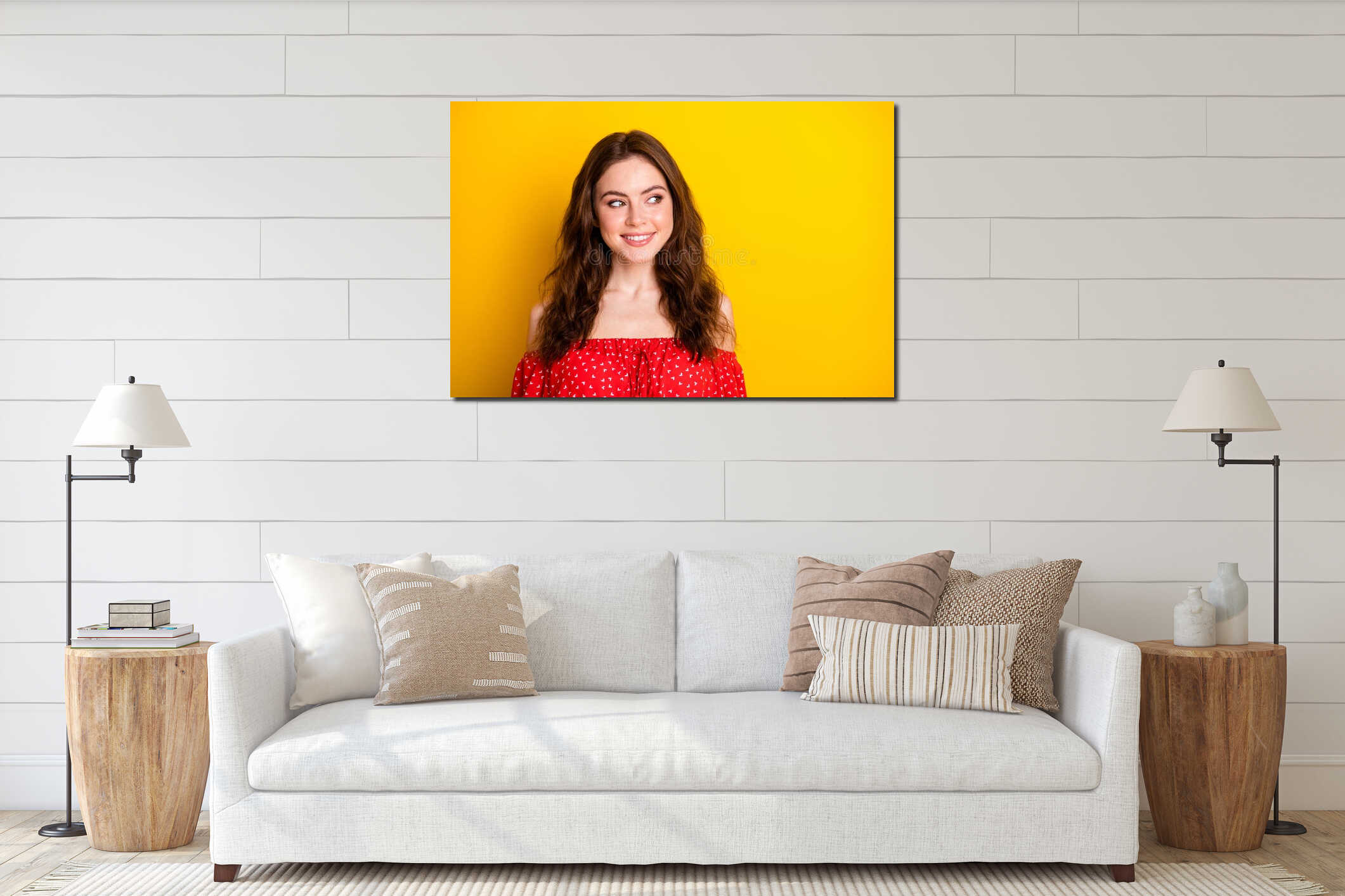 Canvas hanging interior mockup