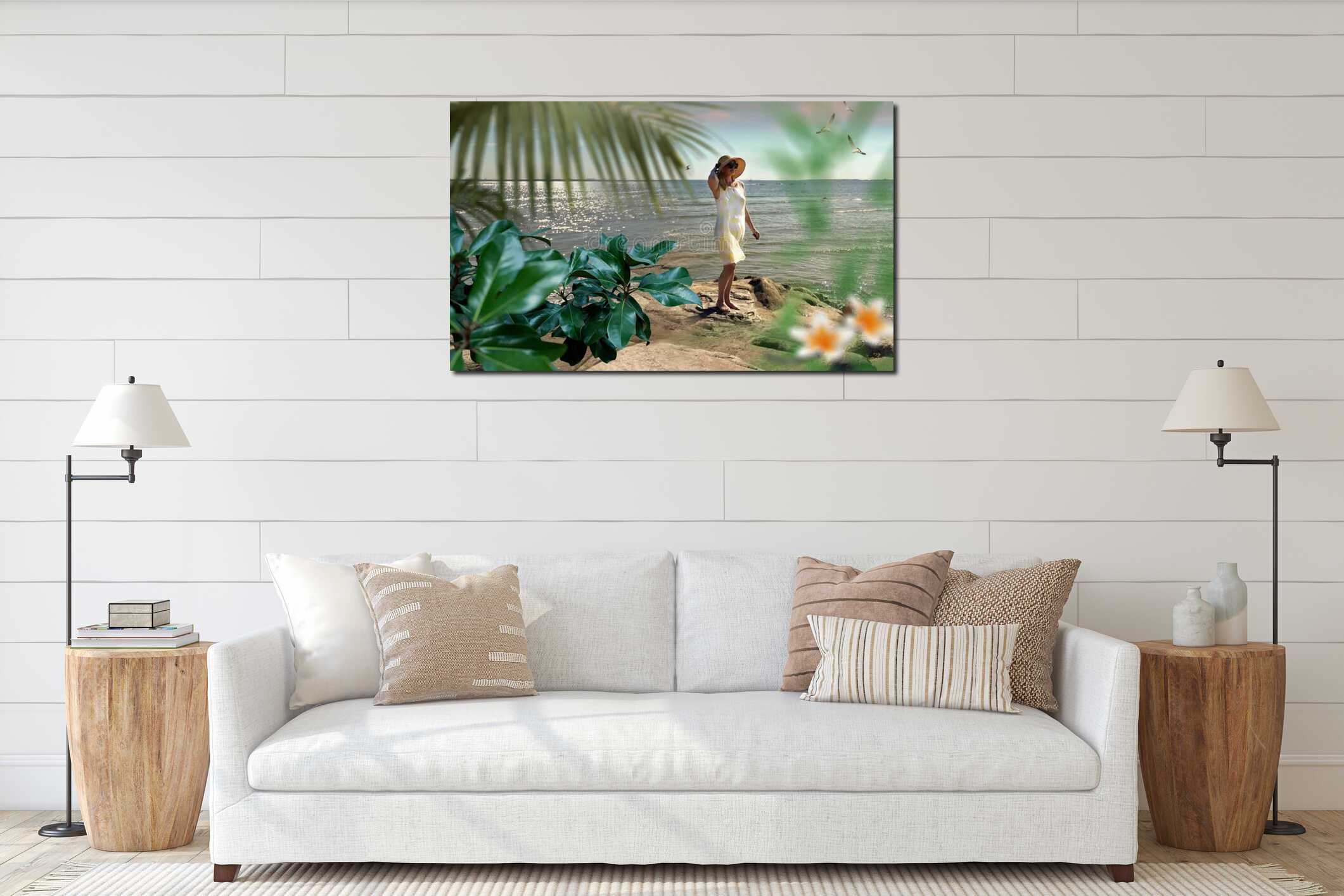 Canvas hanging interior mockup