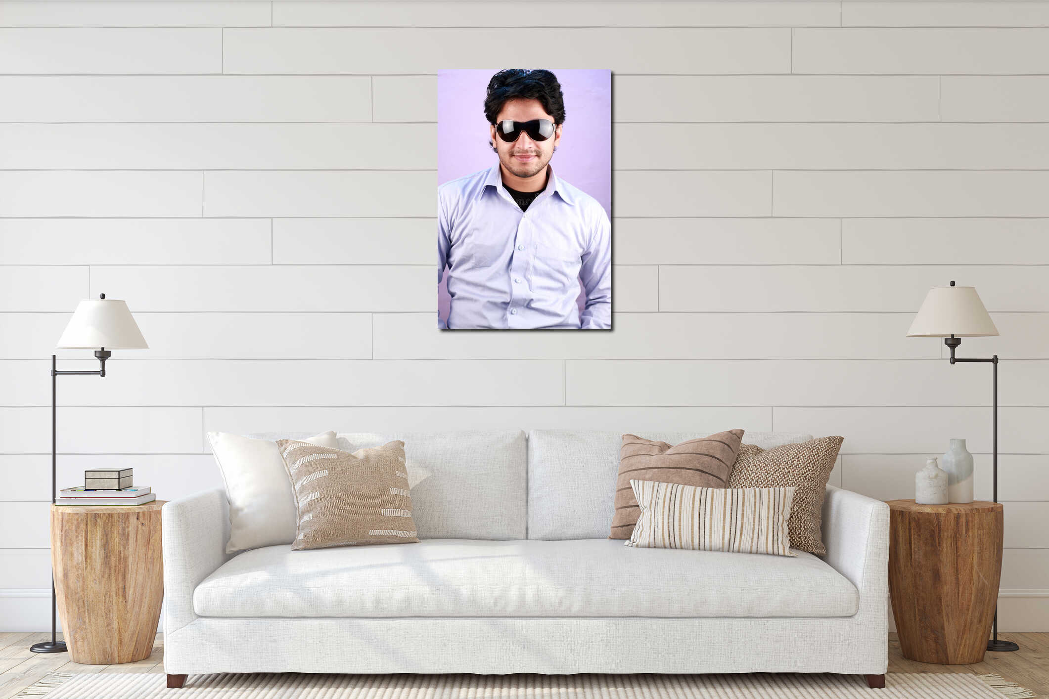 Canvas hanging interior mockup