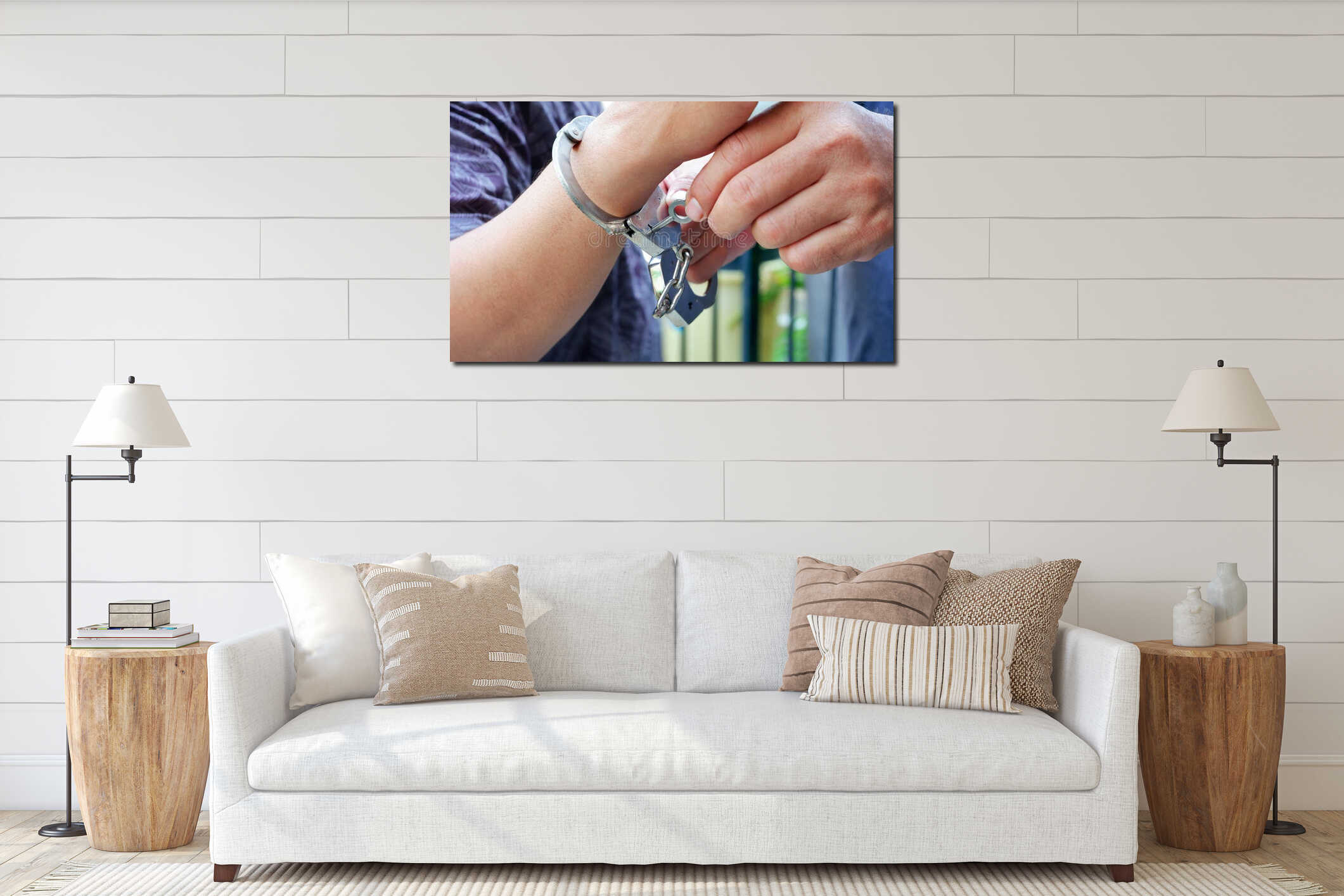 Canvas hanging interior mockup