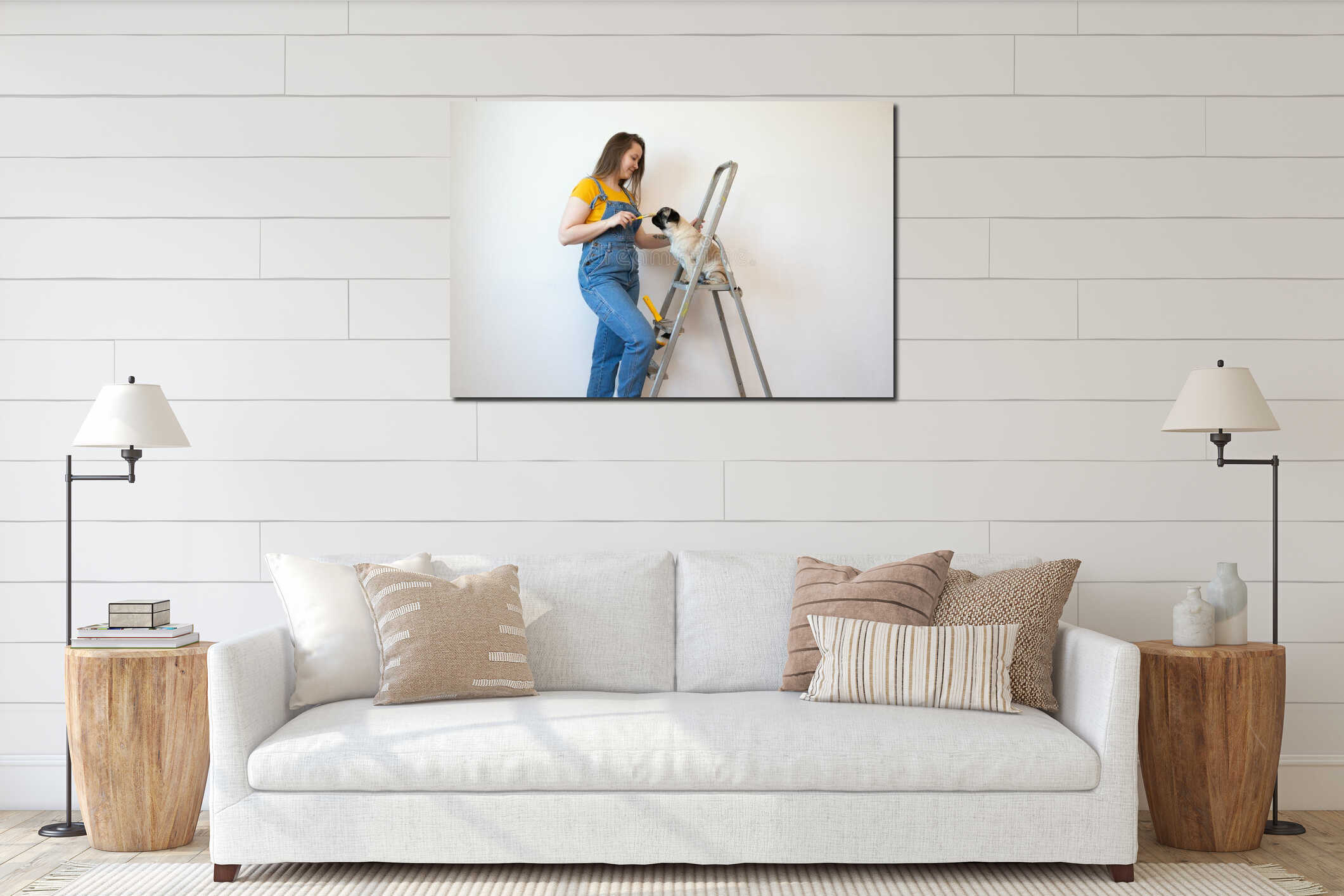 Canvas hanging interior mockup