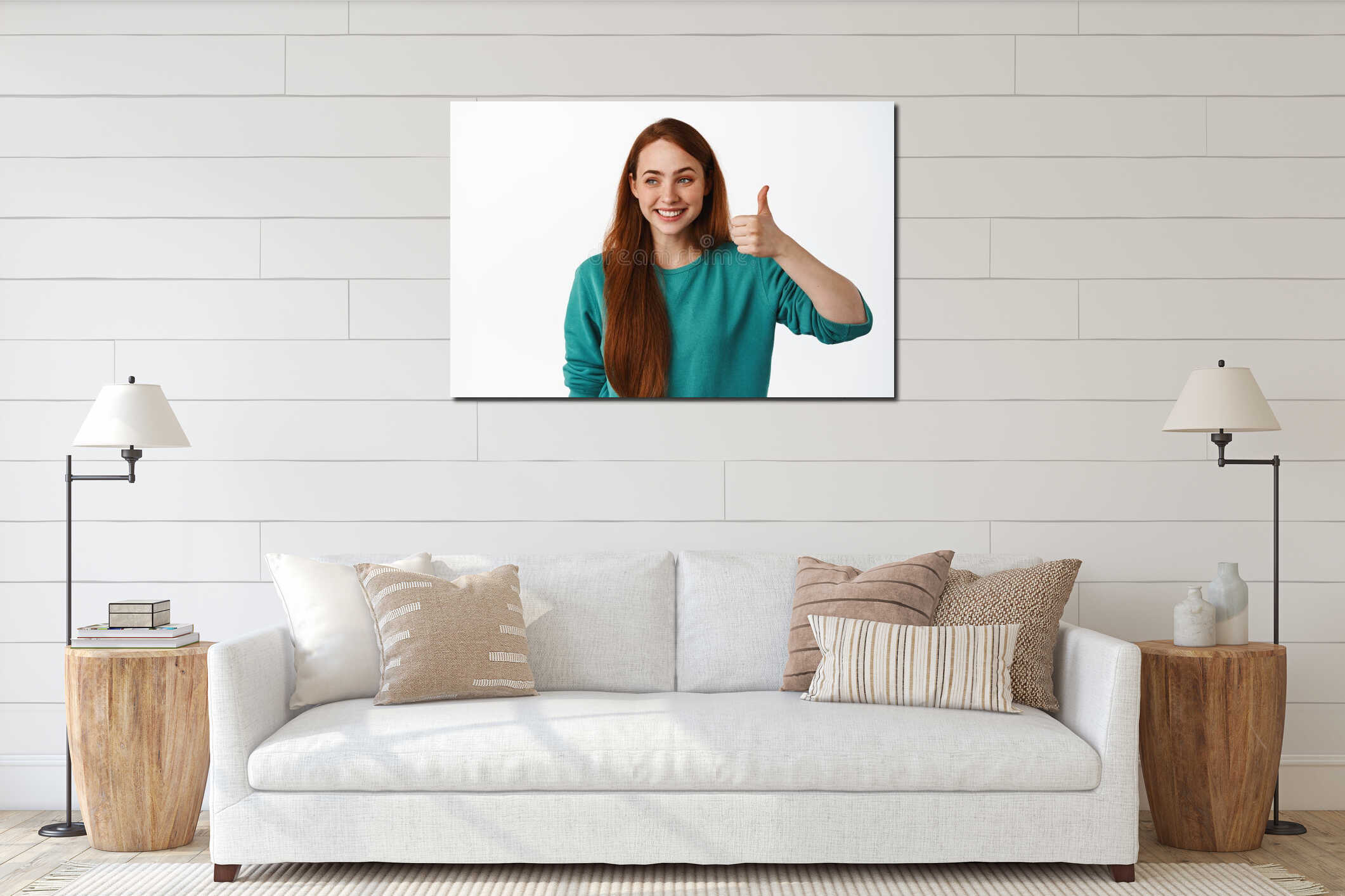 Canvas hanging interior mockup