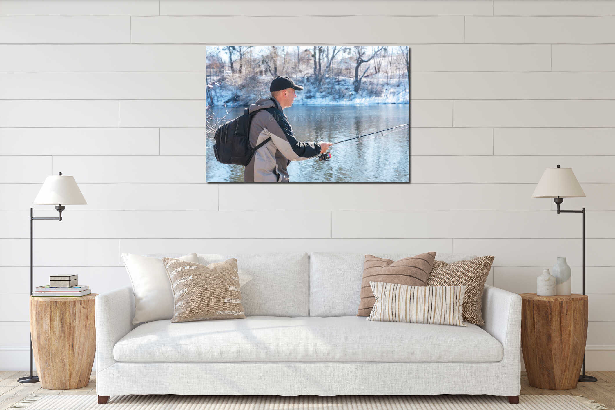 Canvas hanging interior mockup