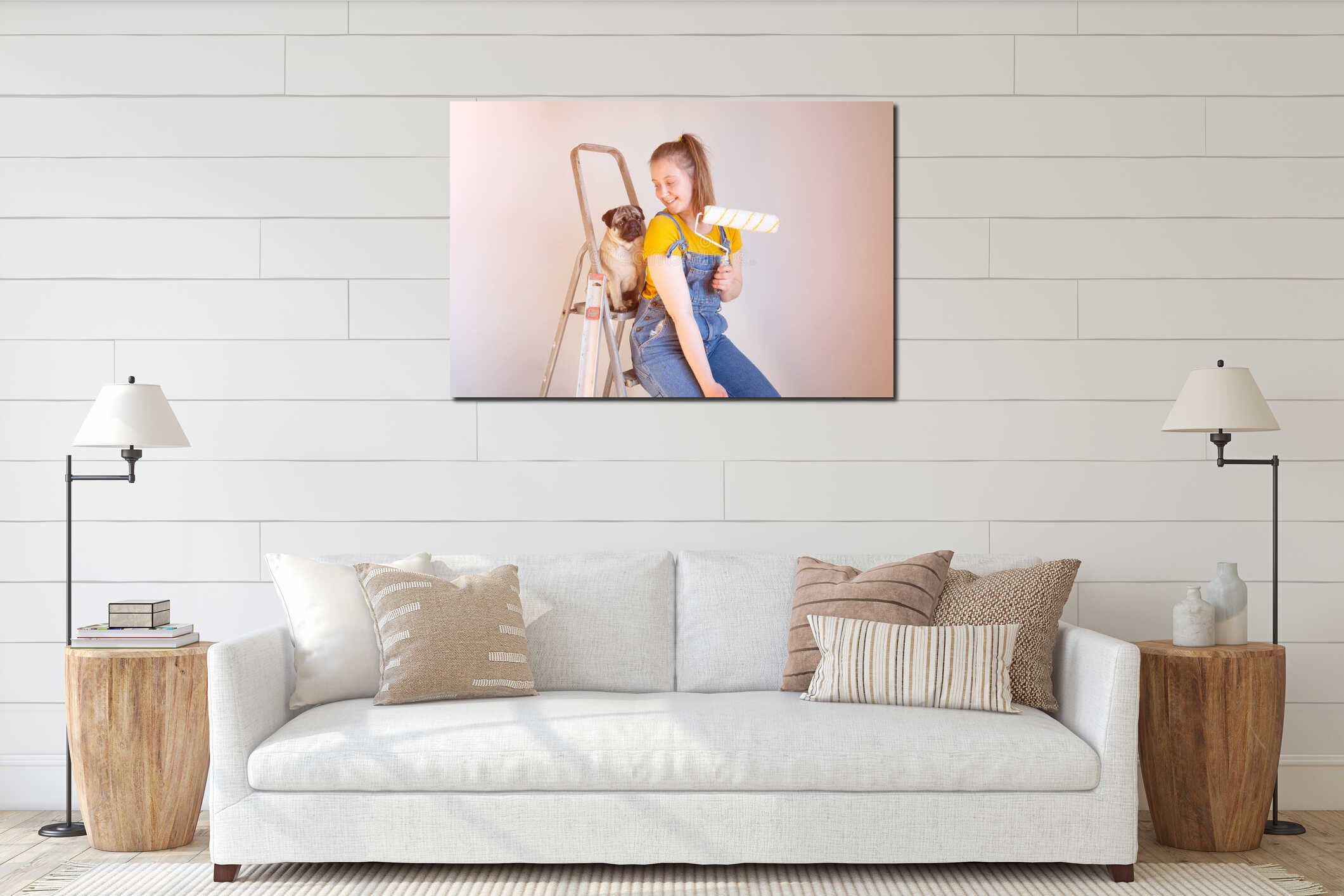 Canvas hanging interior mockup