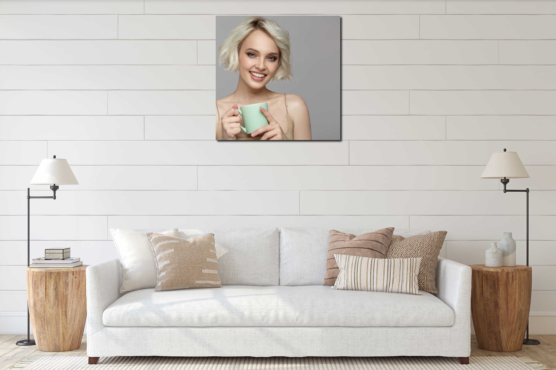 Canvas hanging interior mockup