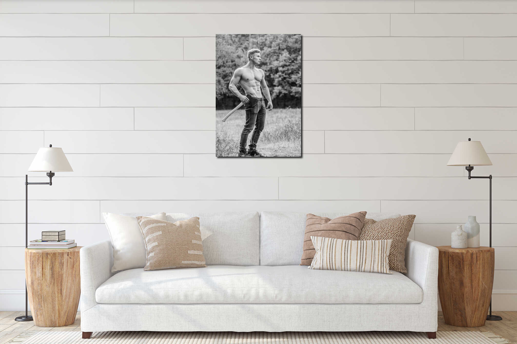 Canvas hanging interior mockup