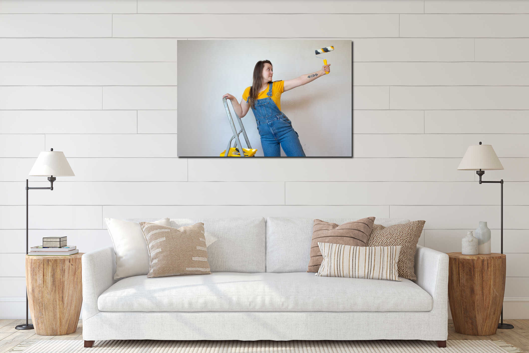 Canvas hanging interior mockup