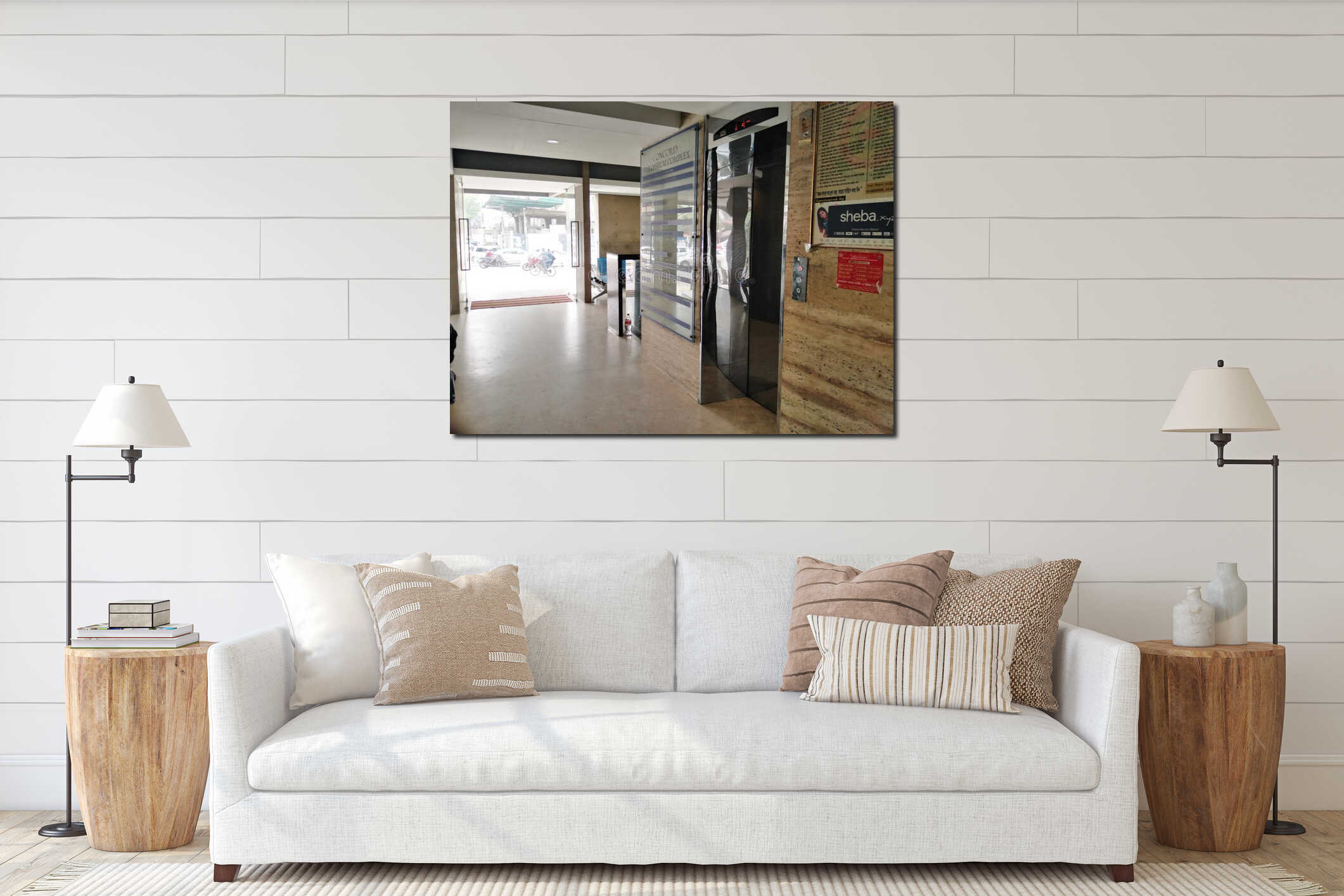 Canvas hanging interior mockup