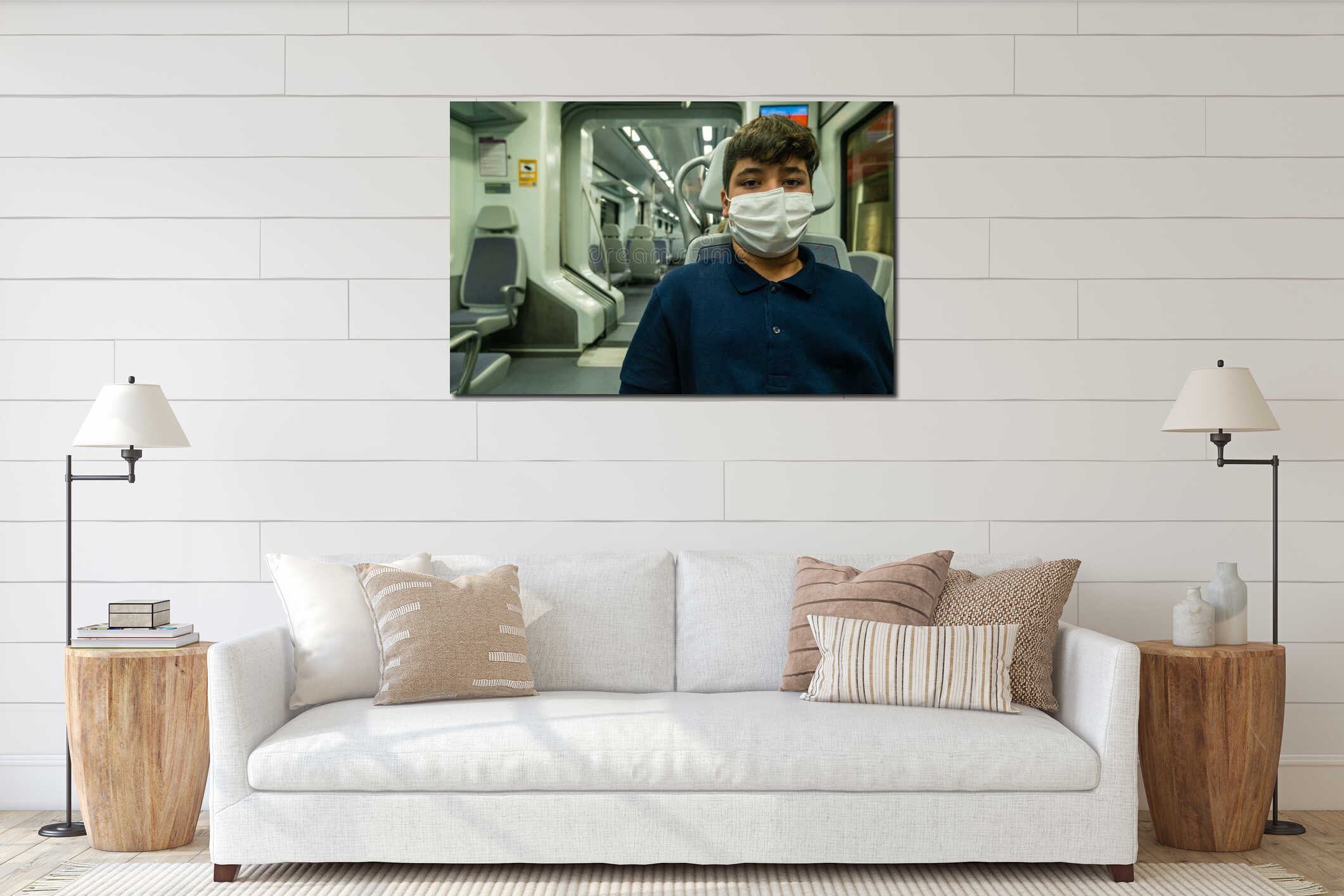 Canvas hanging interior mockup