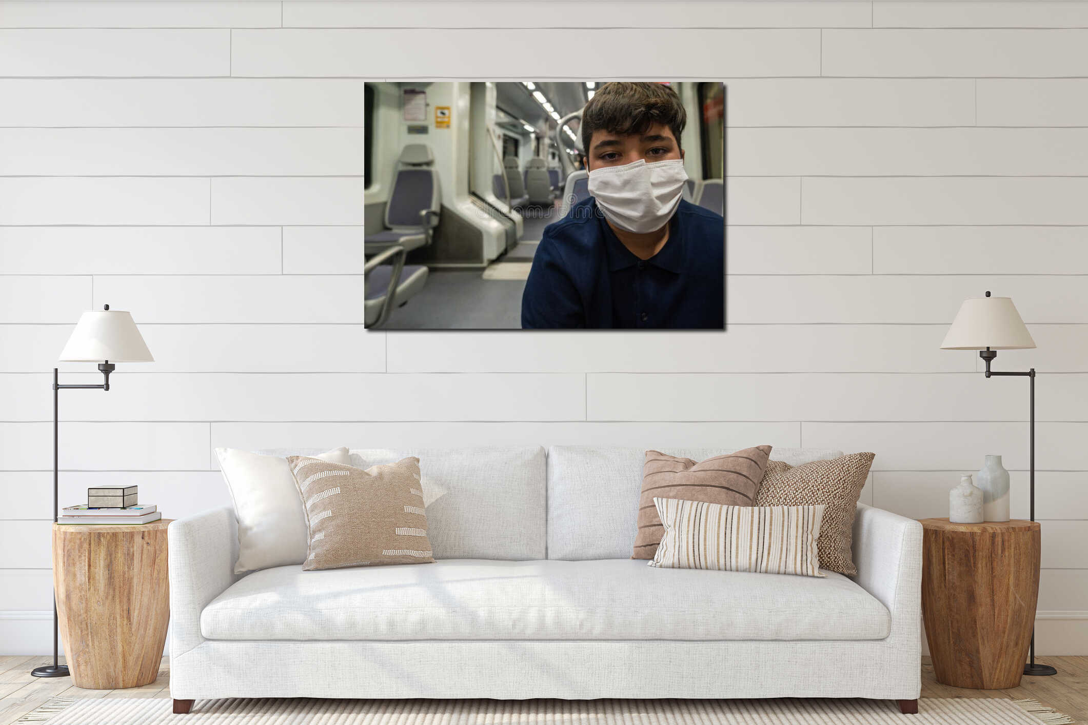 Canvas hanging interior mockup
