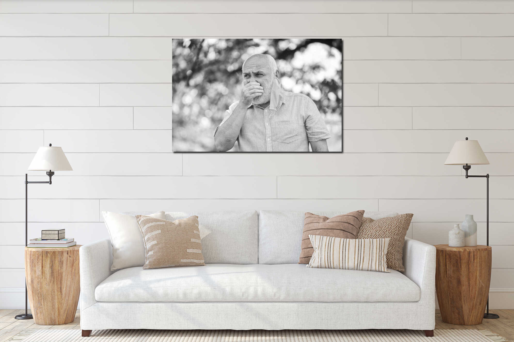 Canvas hanging interior mockup