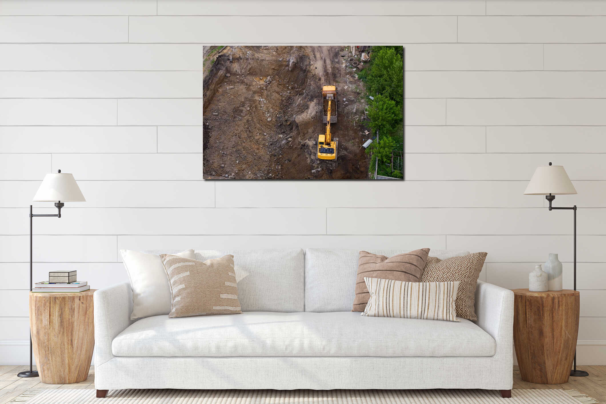 Canvas hanging interior mockup
