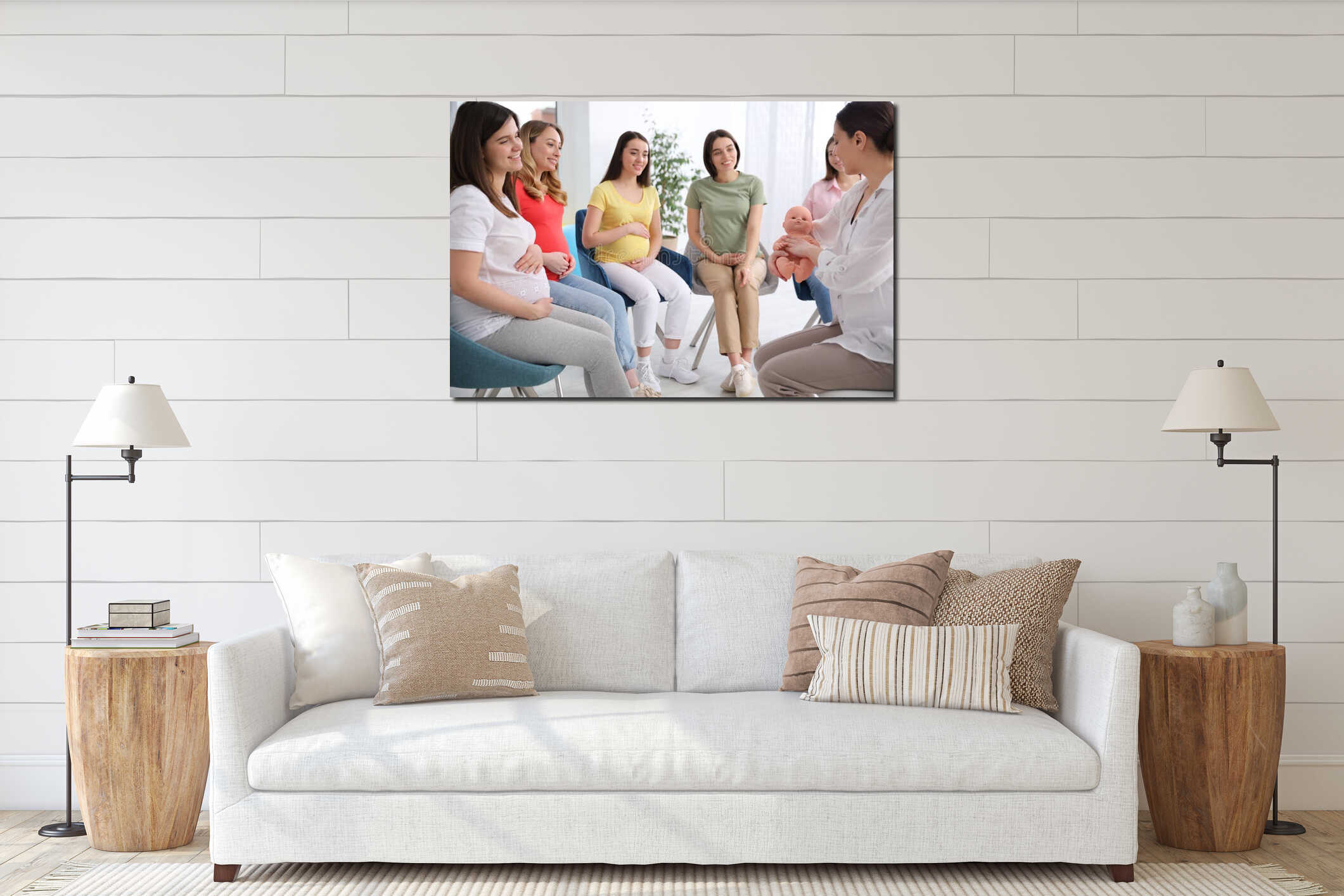 Canvas hanging interior mockup