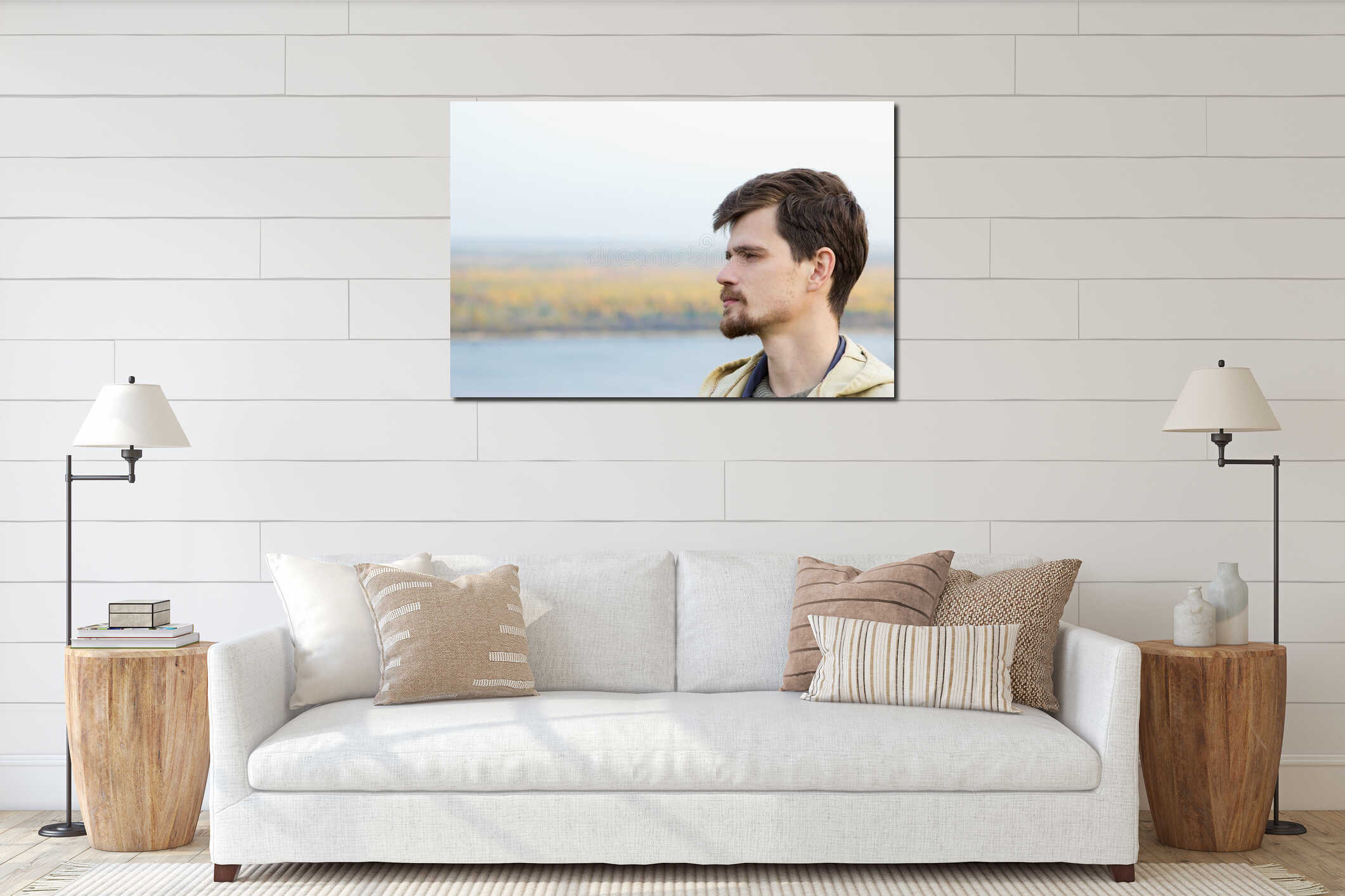 Canvas hanging interior mockup