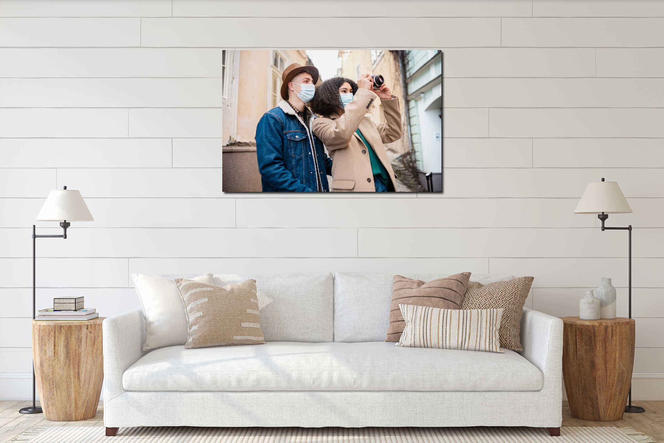 Canvas hanging interior mockup
