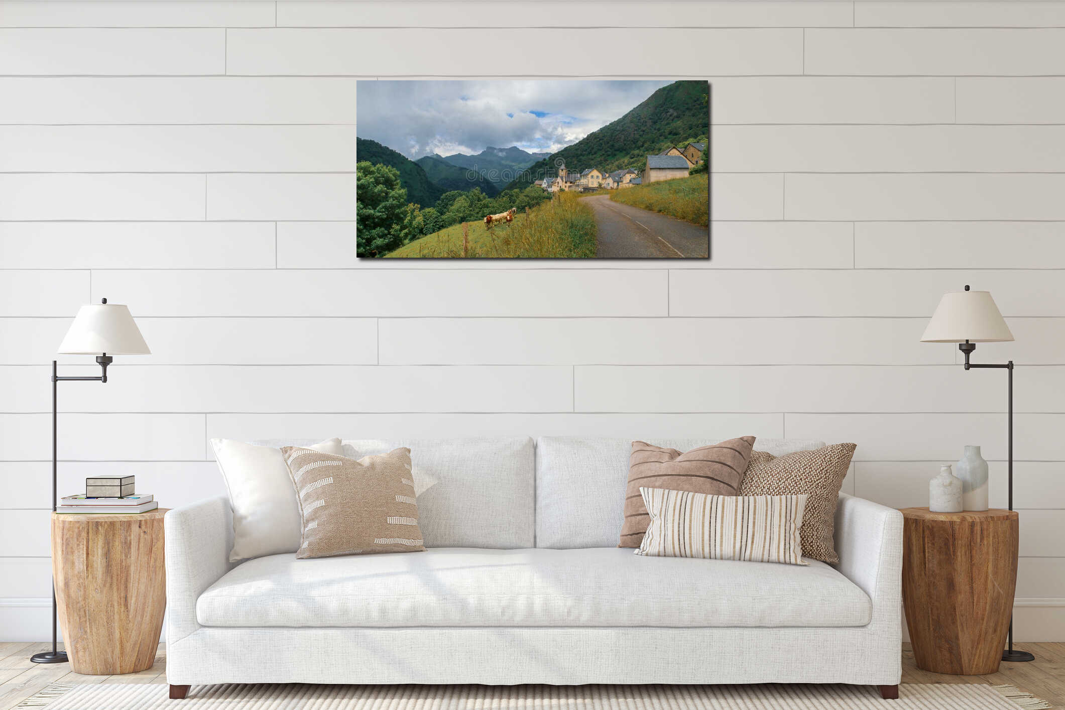 Canvas hanging interior mockup