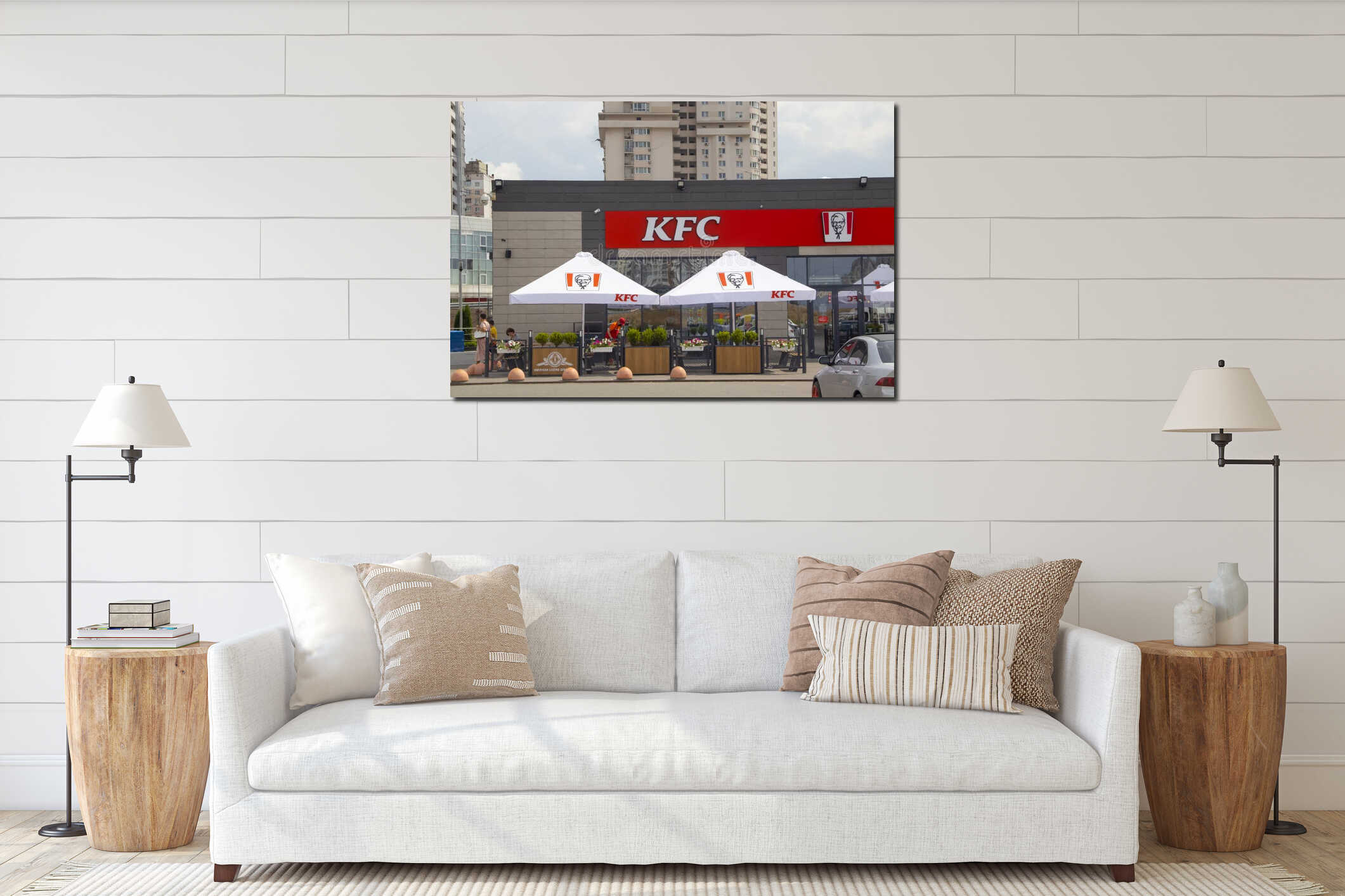 Canvas hanging interior mockup