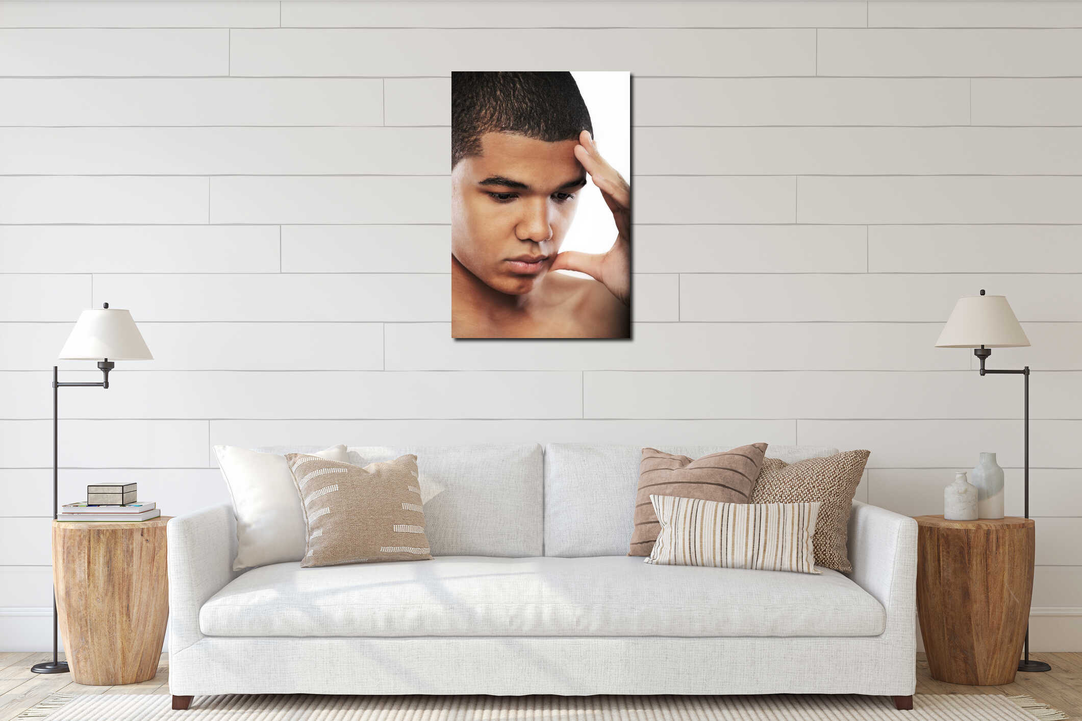 Canvas hanging interior mockup