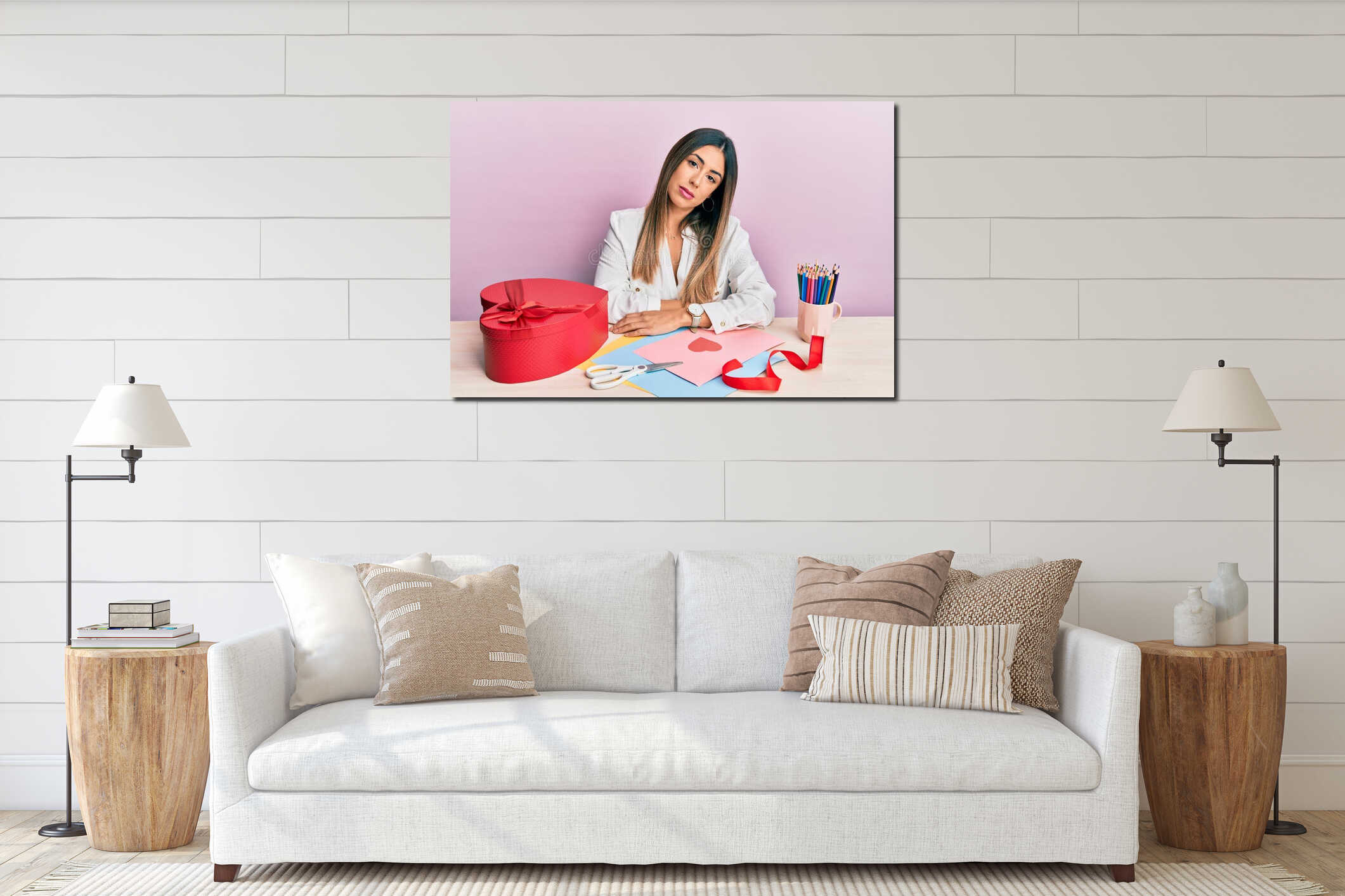 Canvas hanging interior mockup