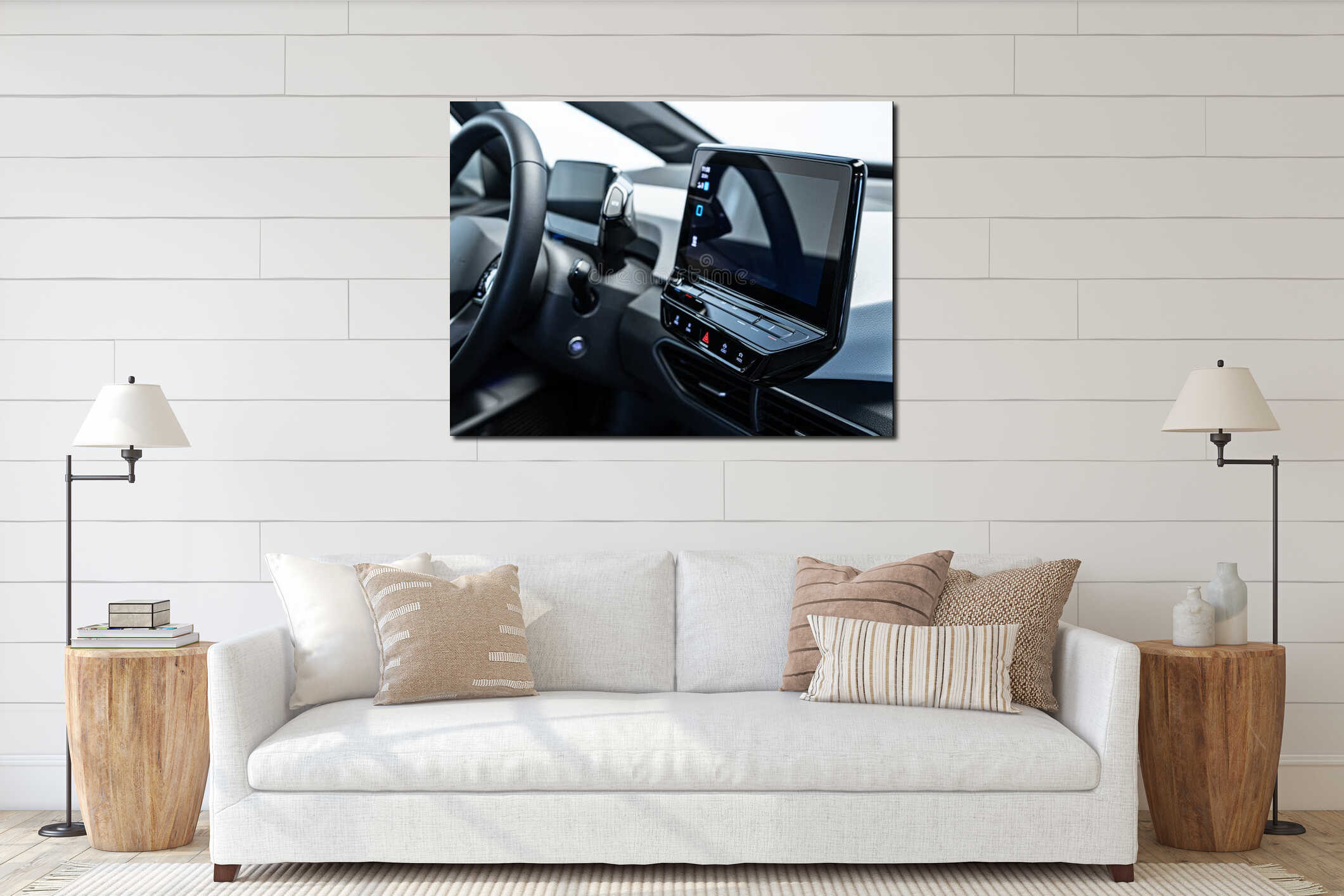 Canvas hanging interior mockup