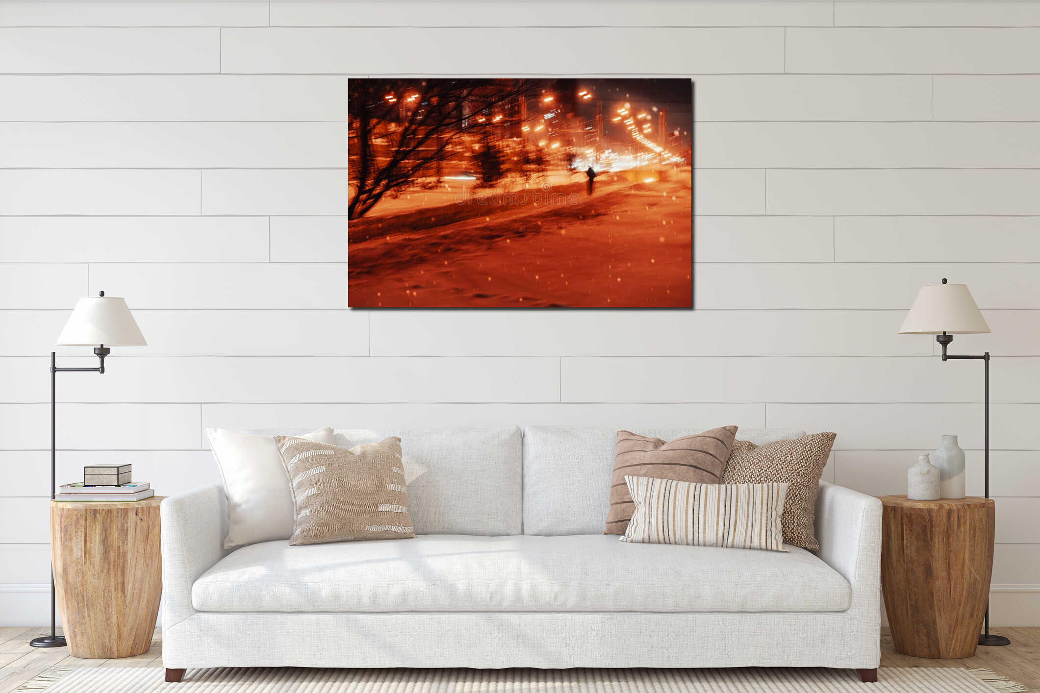 Canvas hanging interior mockup